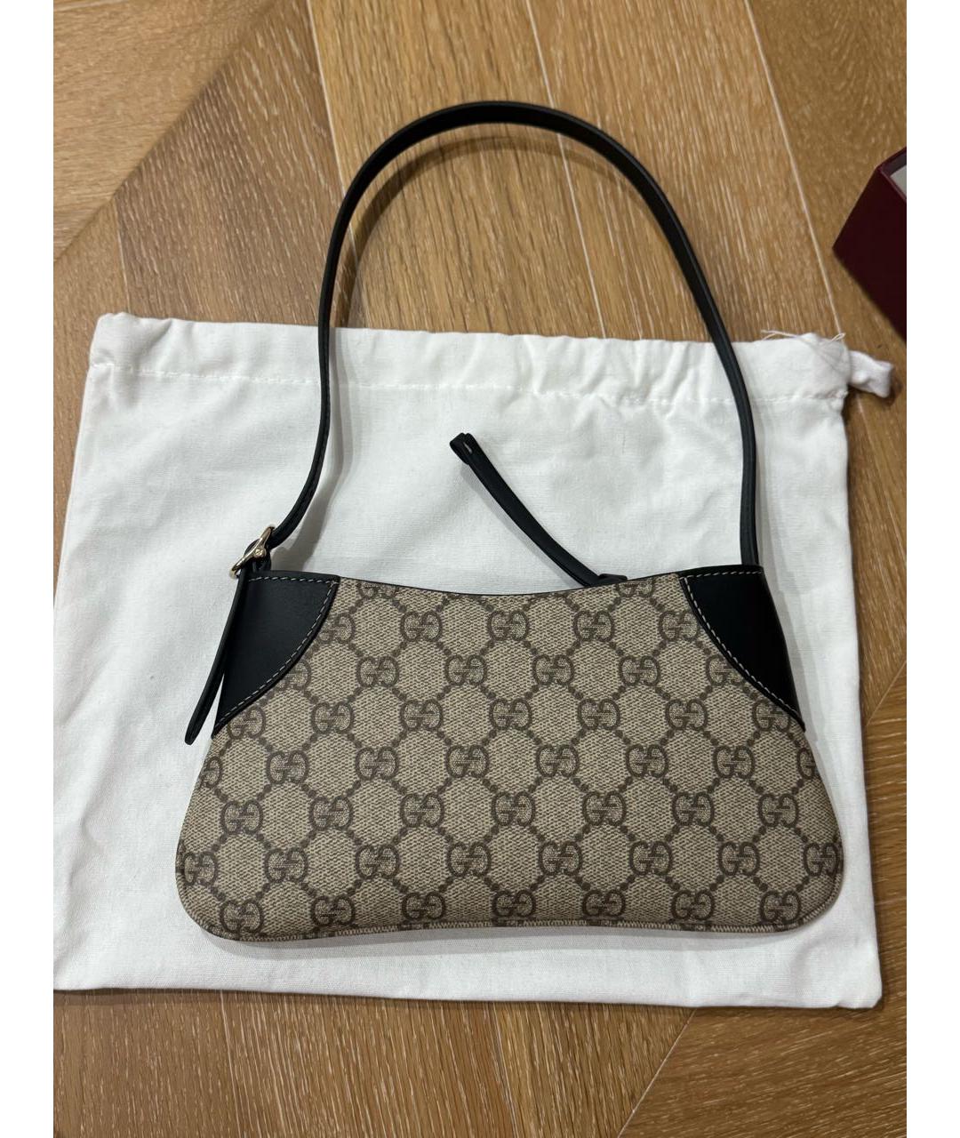 GUCCI Бежевая кожаная сумка через плечо, фото 3