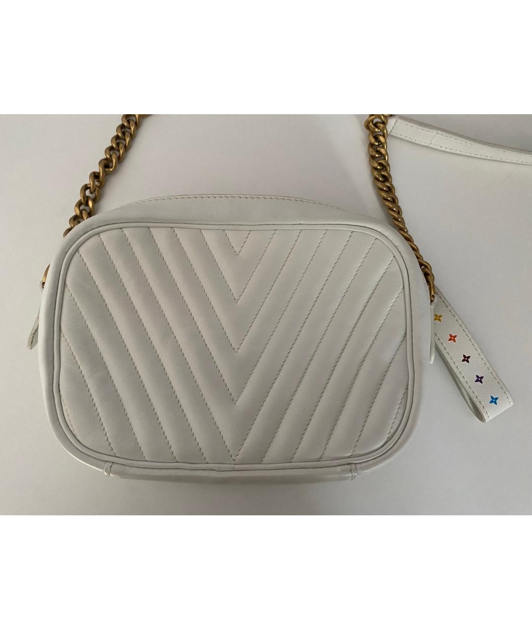 LOUIS VUITTON Белая кожаная сумка через плечо, фото 4