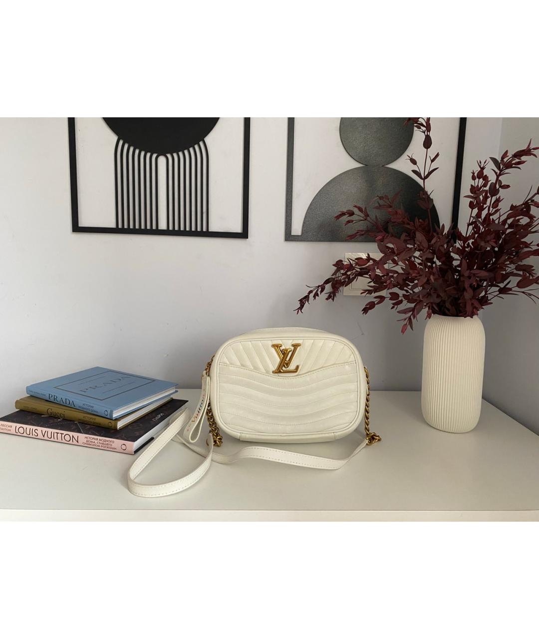 LOUIS VUITTON Белая кожаная сумка через плечо, фото 7