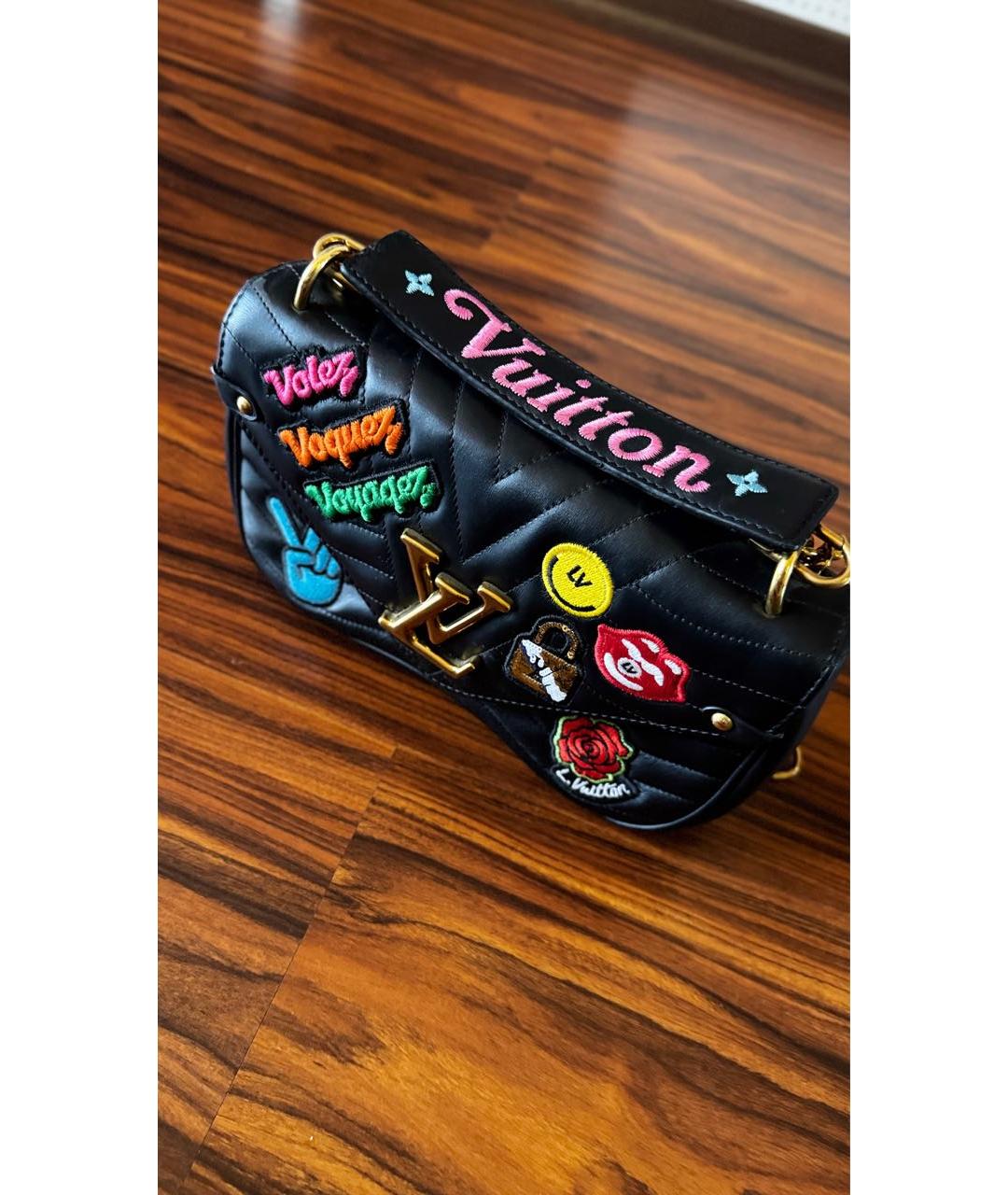 LOUIS VUITTON Черная кожаная сумка через плечо, фото 5