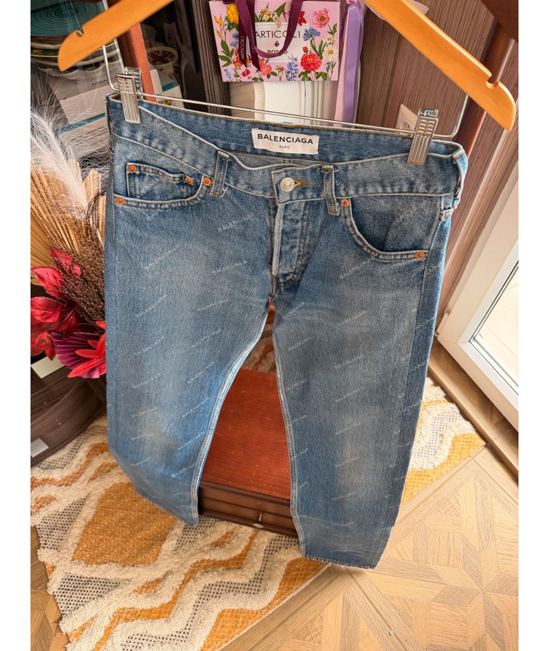 BALENCIAGA Синие хлопковые джинсы слим, фото 4