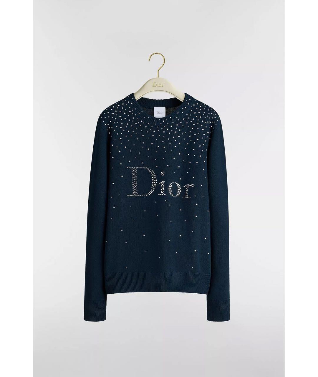 CHRISTIAN DIOR Темно-синий шерстяной джемпер / свитер, фото 5
