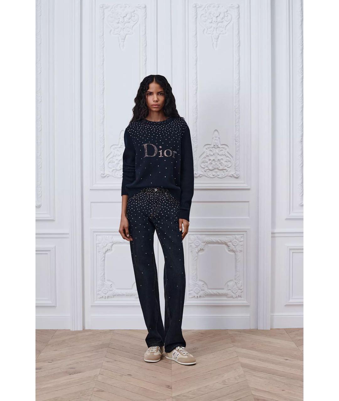 CHRISTIAN DIOR Темно-синий шерстяной джемпер / свитер, фото 2