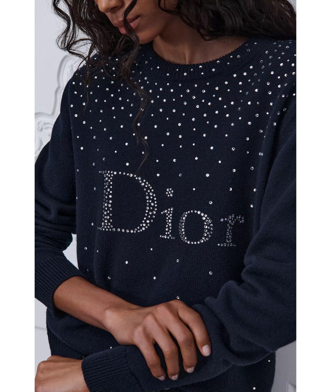 CHRISTIAN DIOR Темно-синий шерстяной джемпер / свитер, фото 3