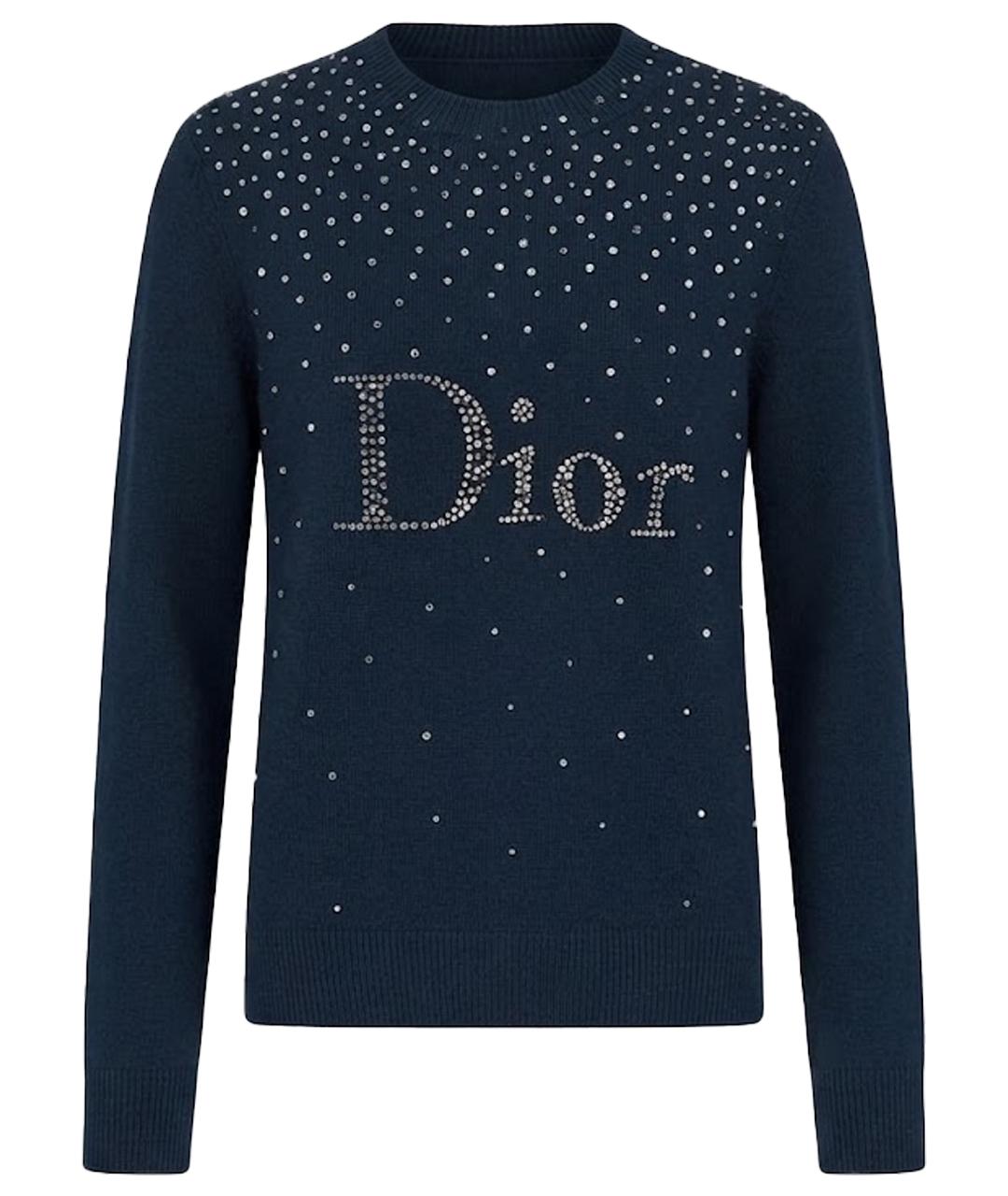 CHRISTIAN DIOR Темно-синий шерстяной джемпер / свитер, фото 1