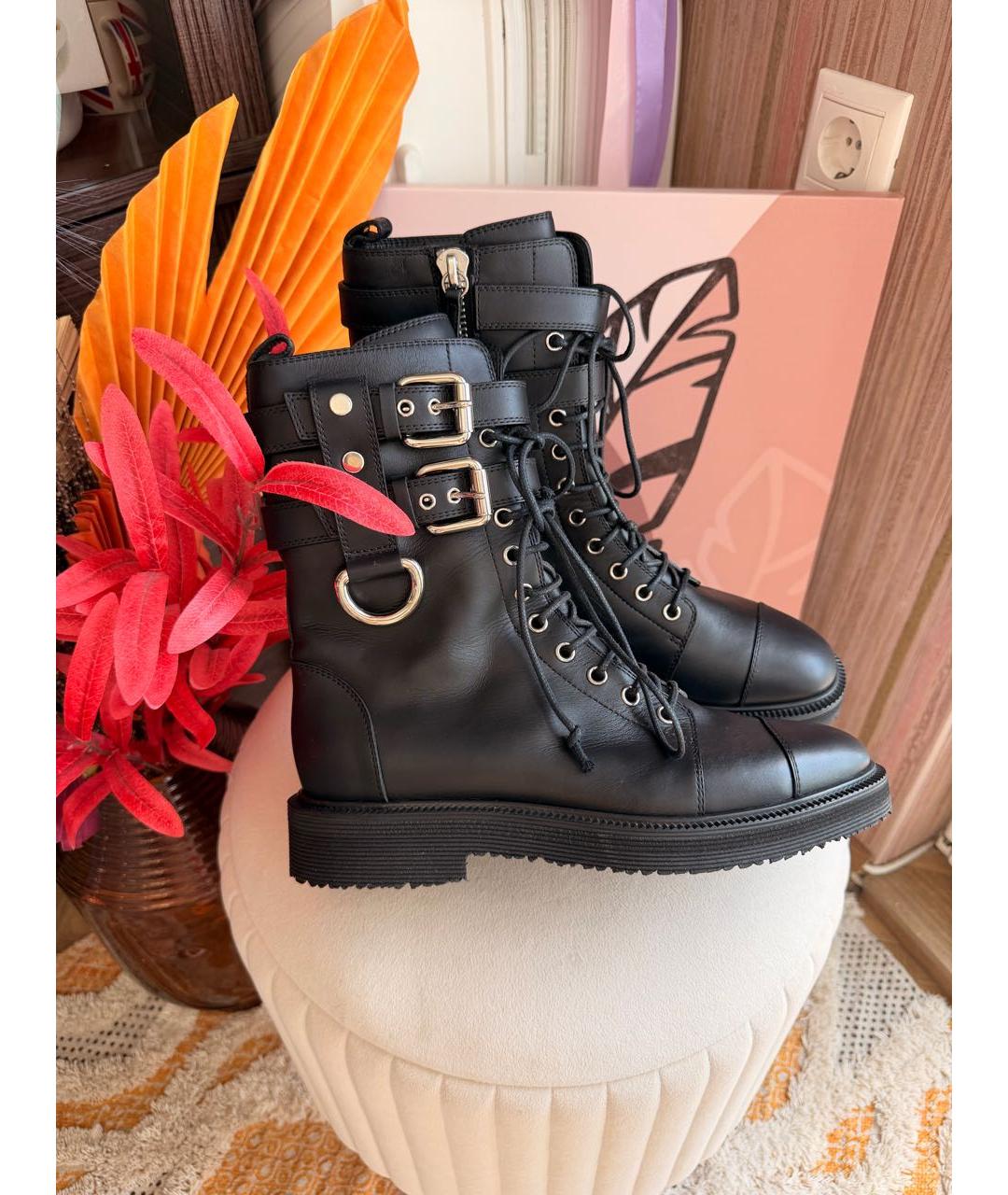 GIUSEPPE ZANOTTI DESIGN Черные кожаные ботинки, фото 6