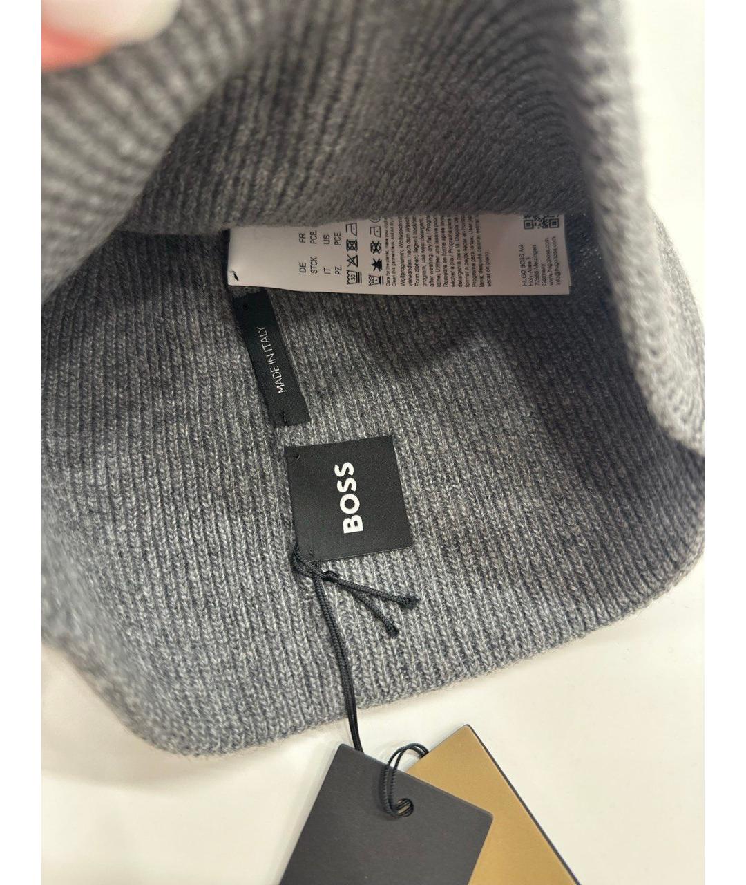 HUGO BOSS Серая шерстяная шапка, фото 4