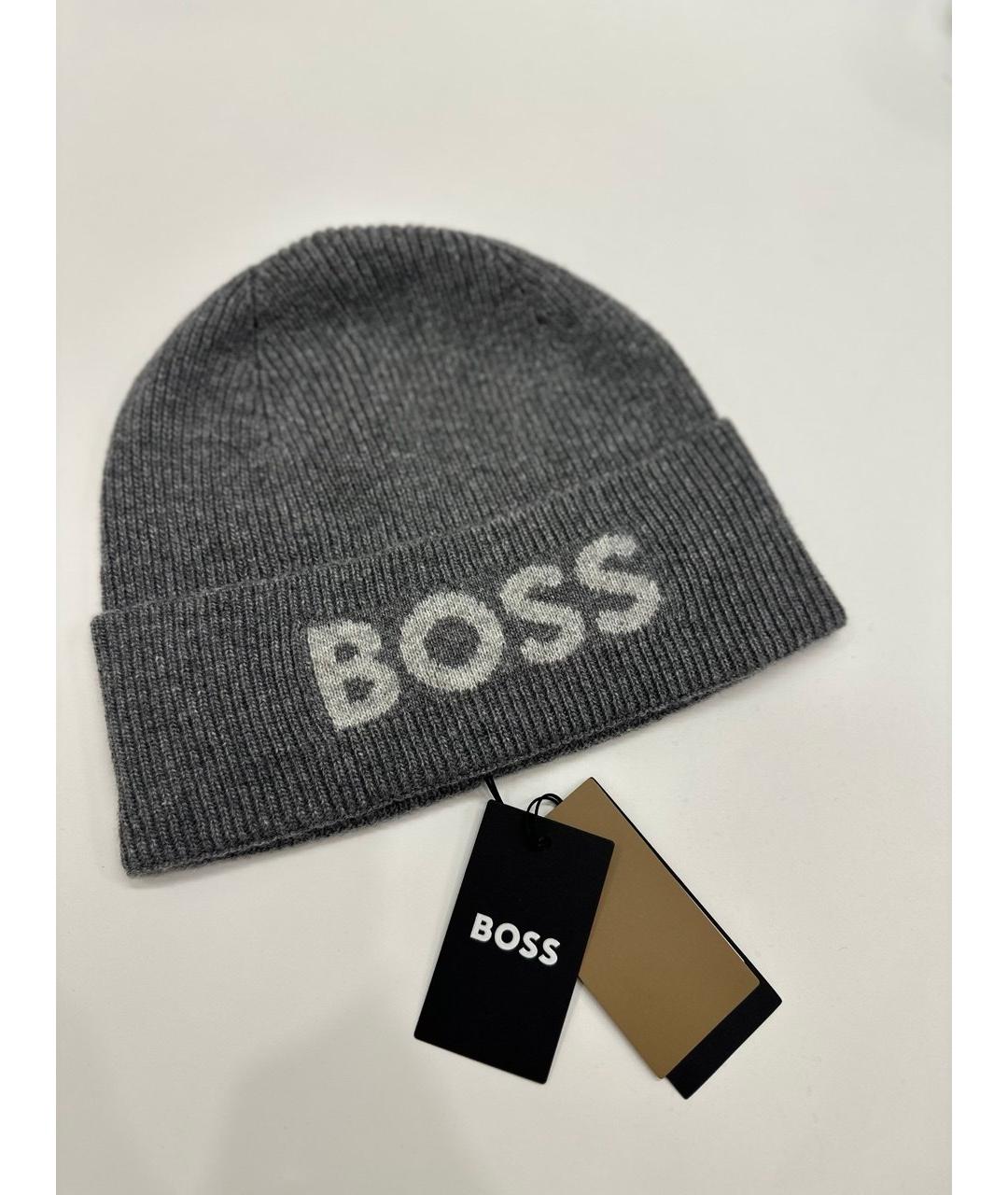 HUGO BOSS Серая шерстяная шапка, фото 2