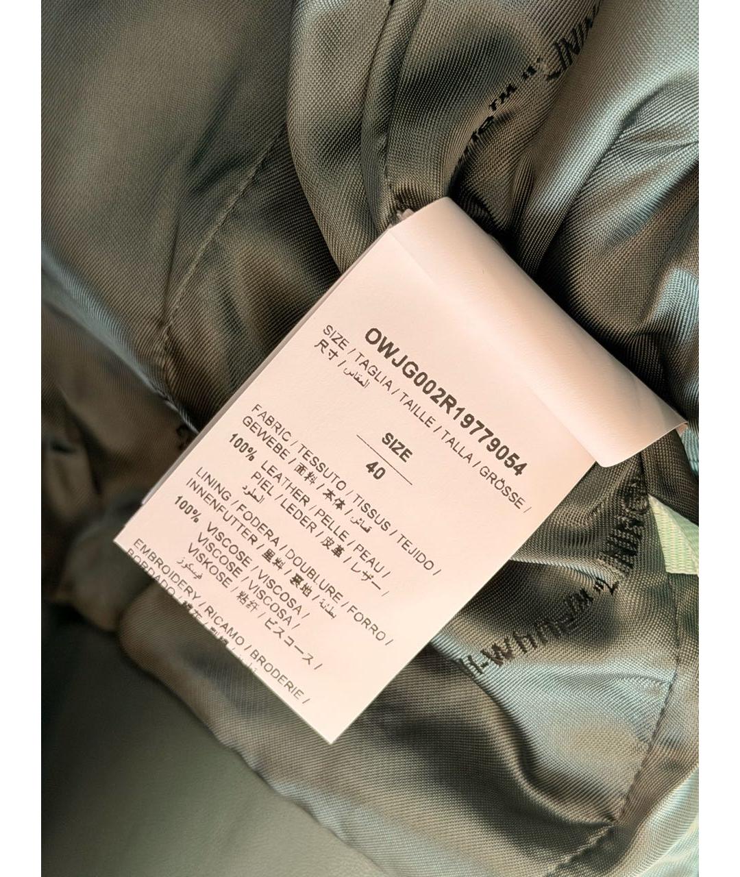 OFF-WHITE Хаки кожаная куртка, фото 5
