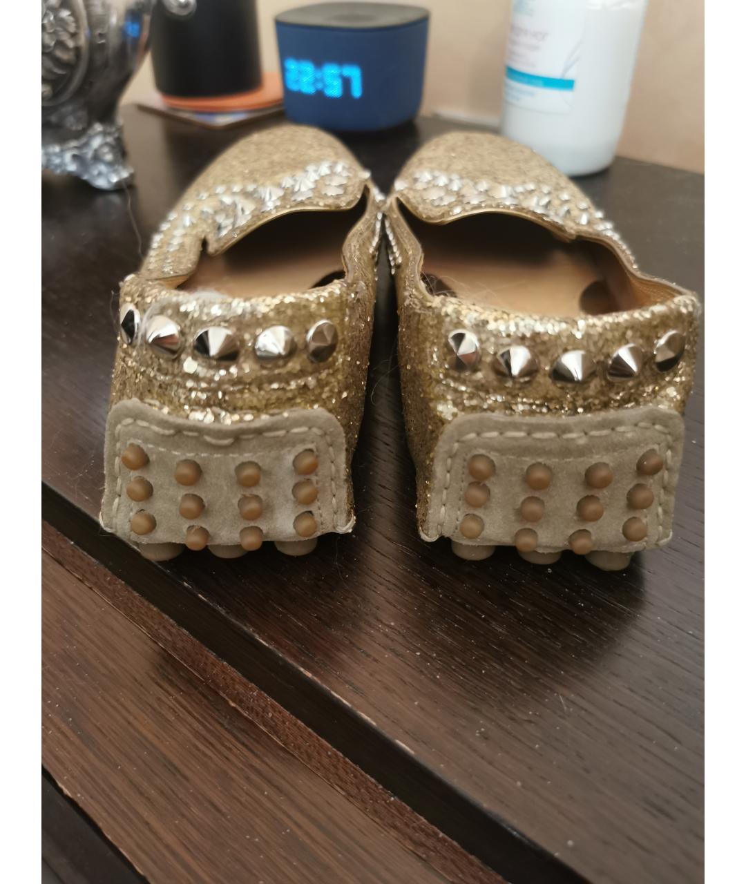 CAR SHOE Золотые кожаные мокасины, фото 4