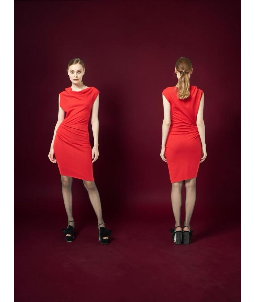 HELMUT LANG Красное шерстяное платье, фото 6