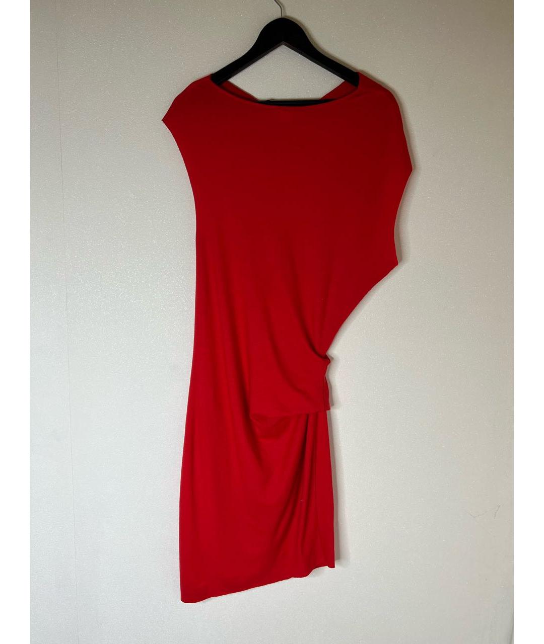 HELMUT LANG Красное шерстяное платье, фото 3