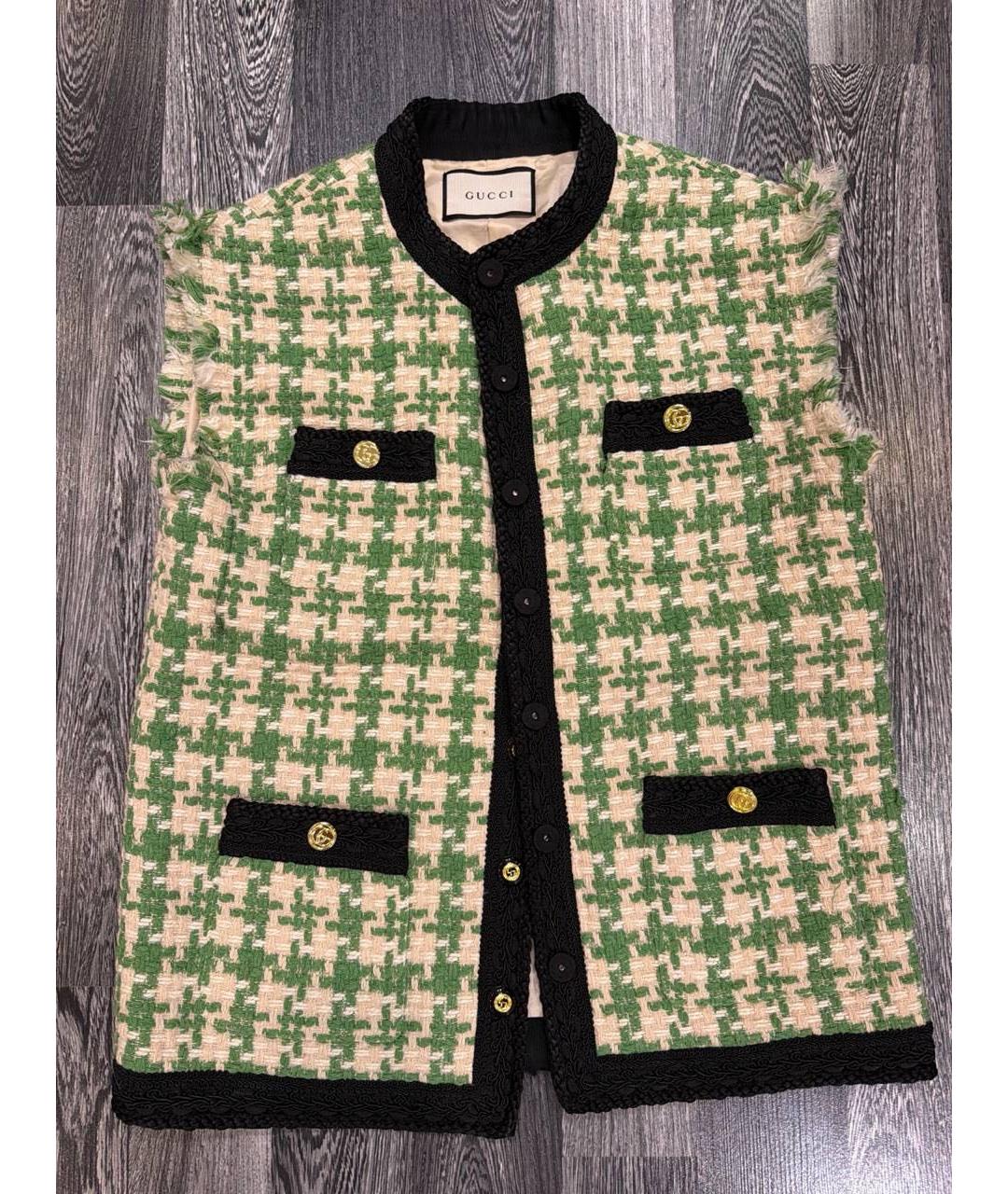 GUCCI Зеленый твидовый костюм с юбками, фото 4