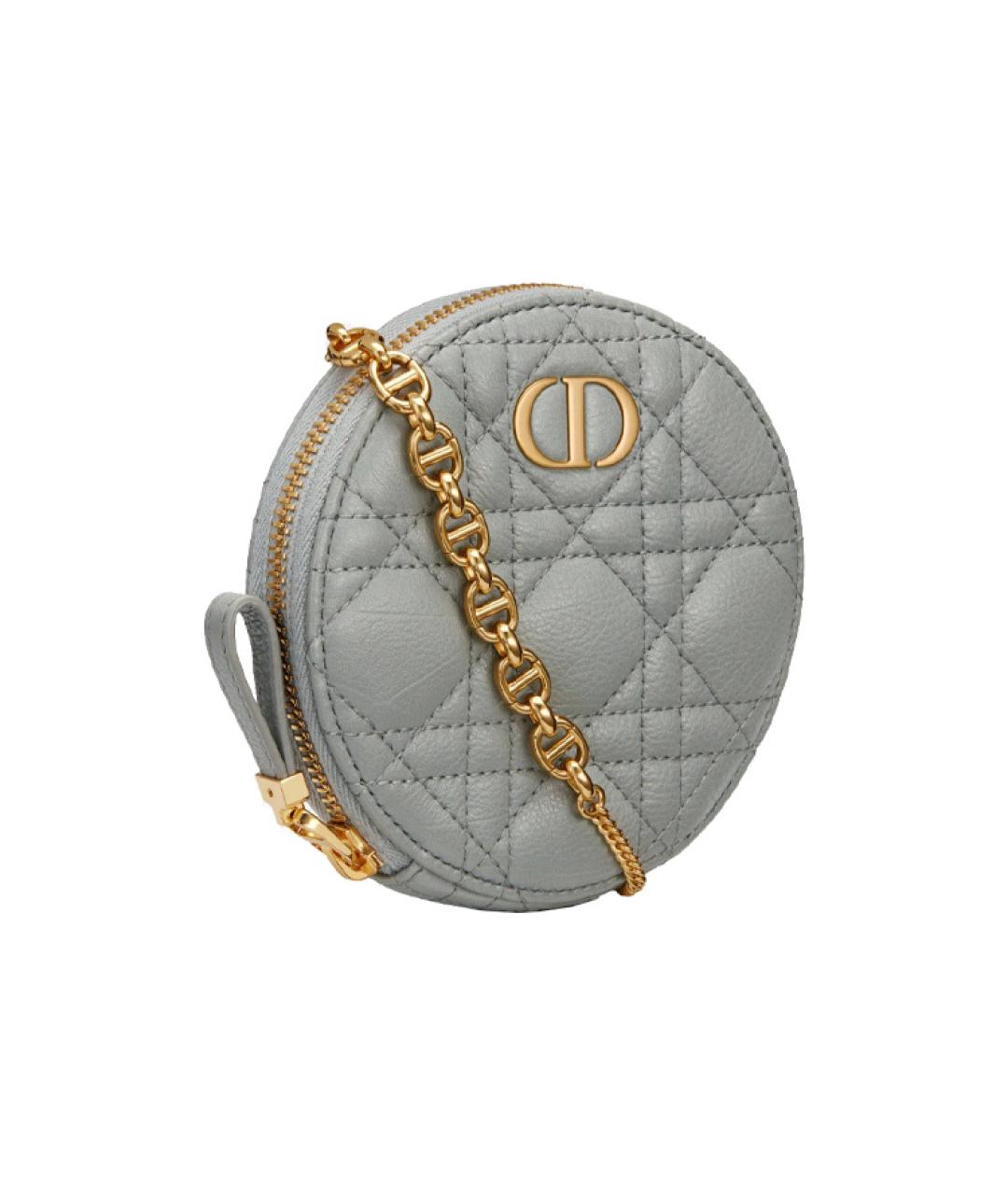 CHRISTIAN DIOR Серый кожаный кошелек, фото 2