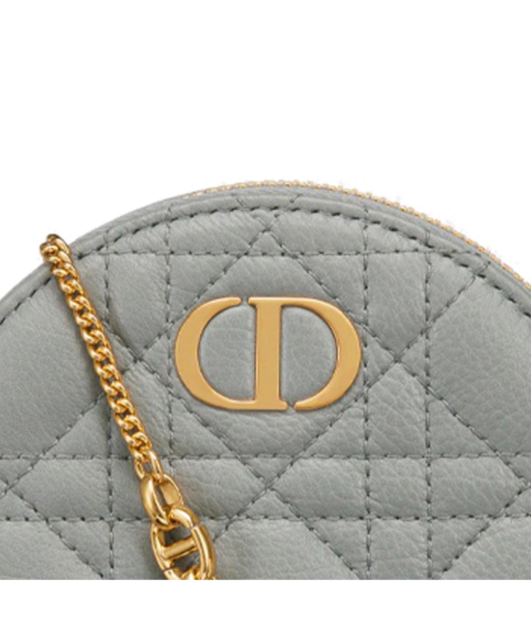 CHRISTIAN DIOR Серый кожаный кошелек, фото 4