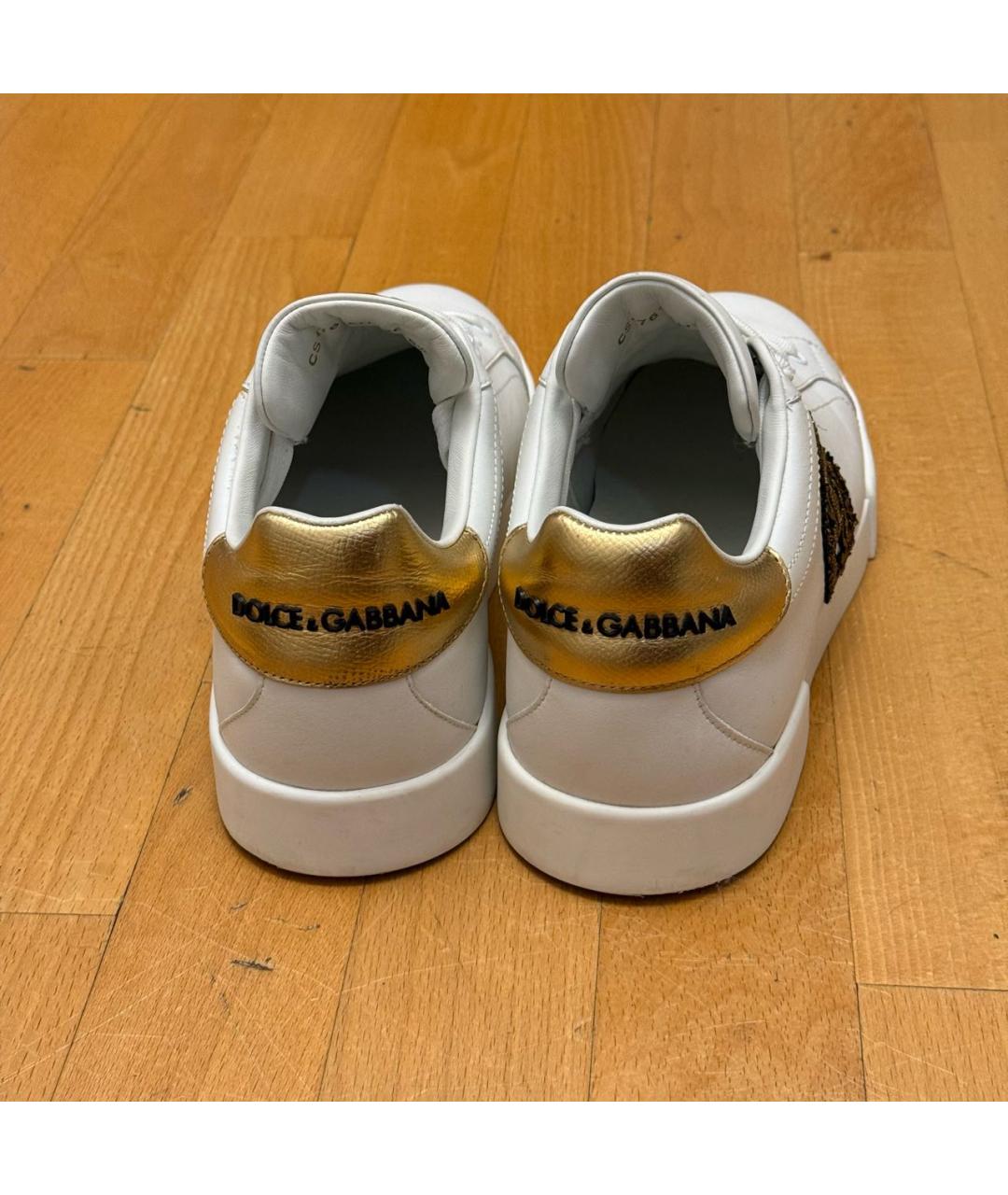 DOLCE&GABBANA Белые кожаные низкие кроссовки / кеды, фото 7