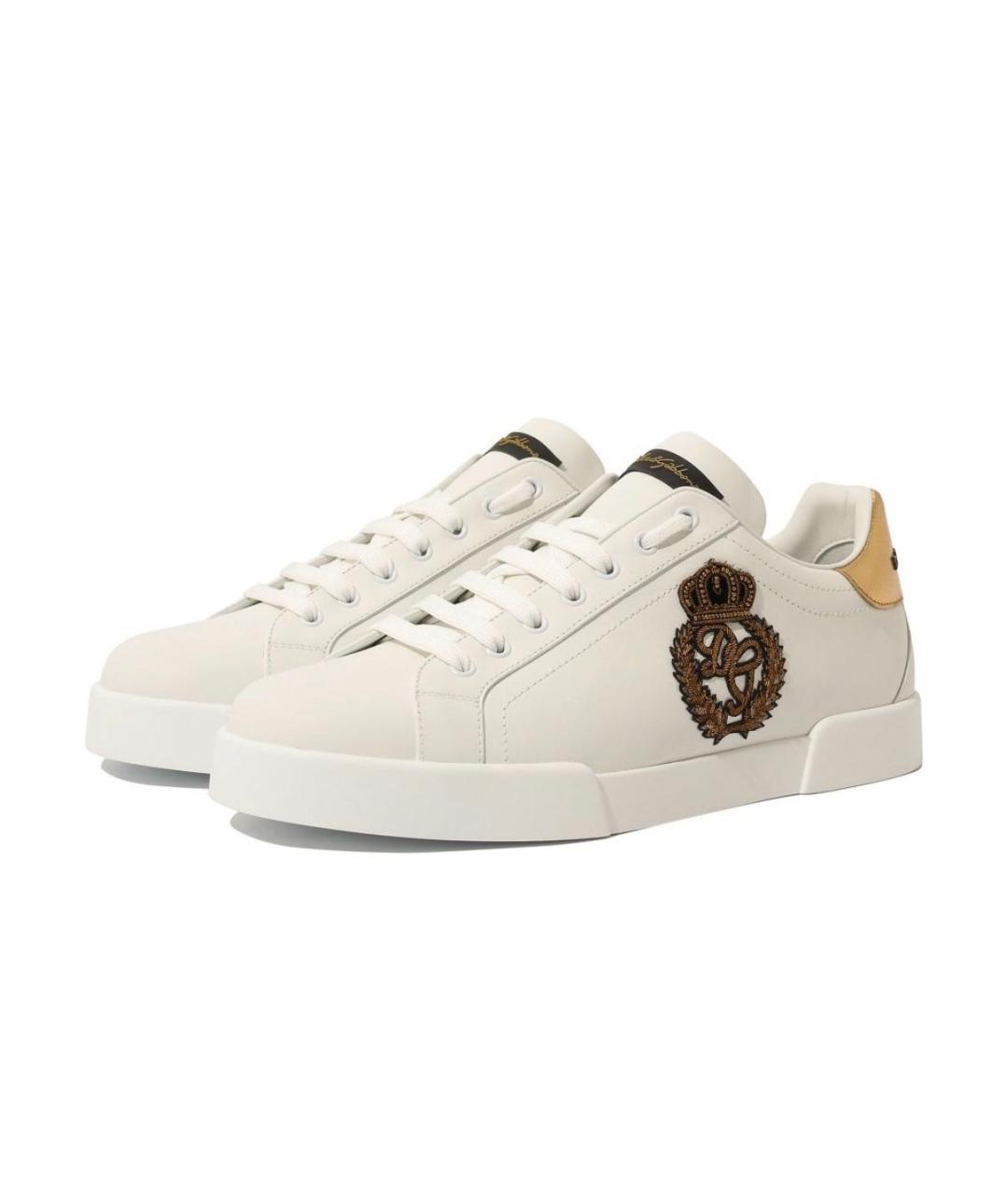 DOLCE&GABBANA Белые кожаные низкие кроссовки / кеды, фото 2