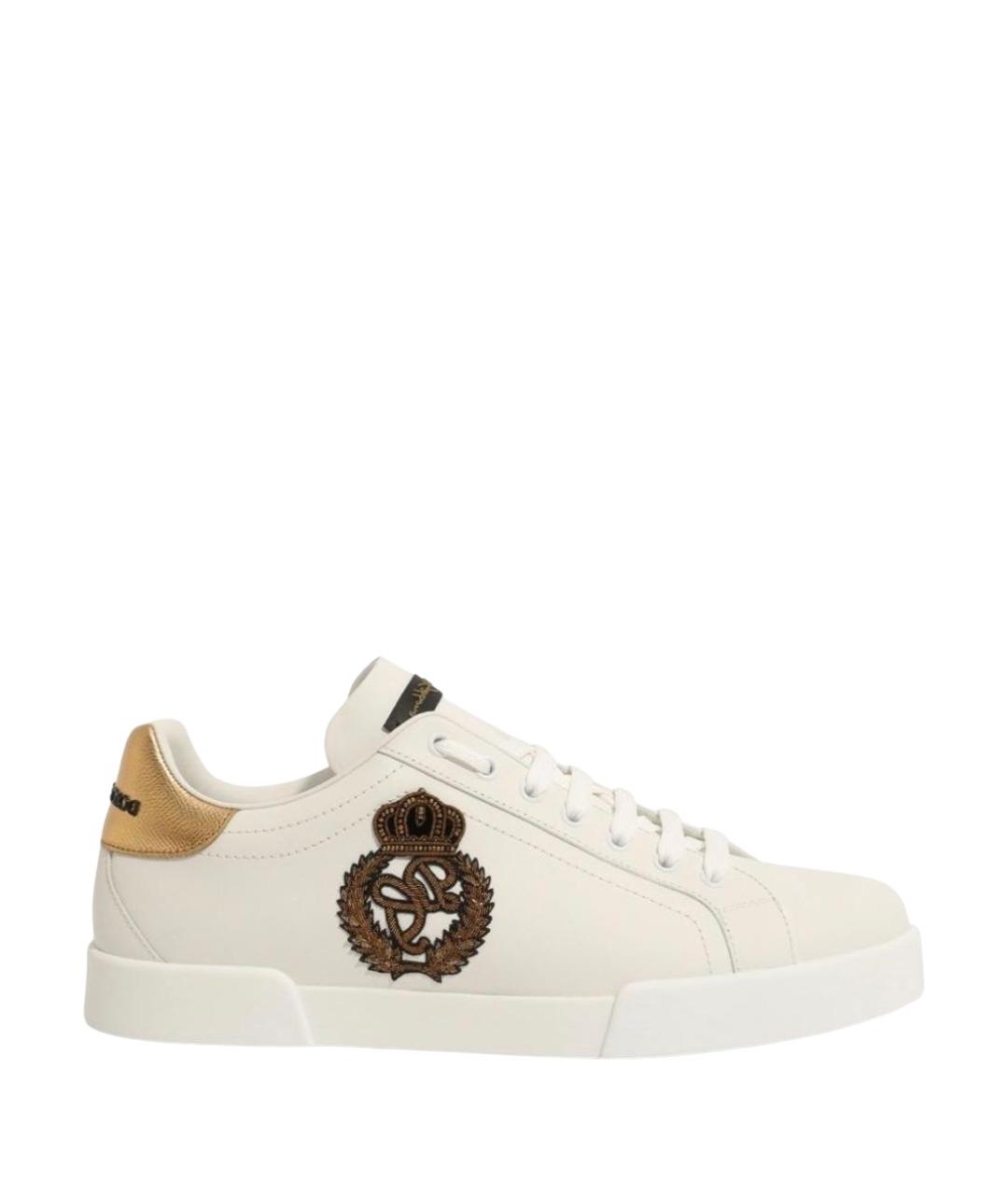 DOLCE&GABBANA Белые кожаные низкие кроссовки / кеды, фото 1