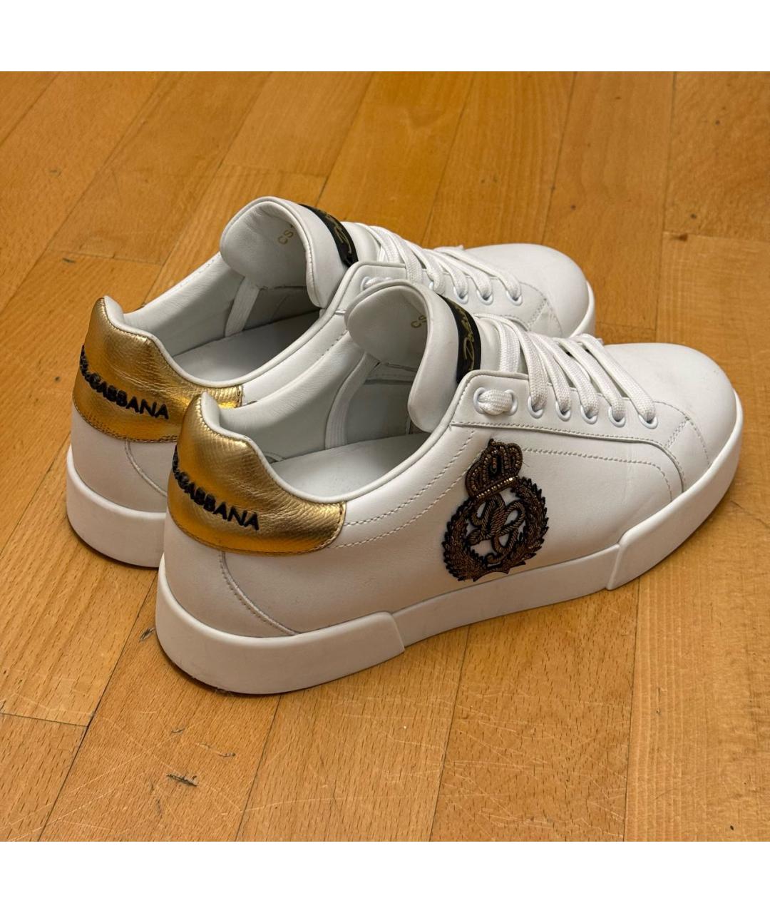 DOLCE&GABBANA Белые кожаные низкие кроссовки / кеды, фото 6