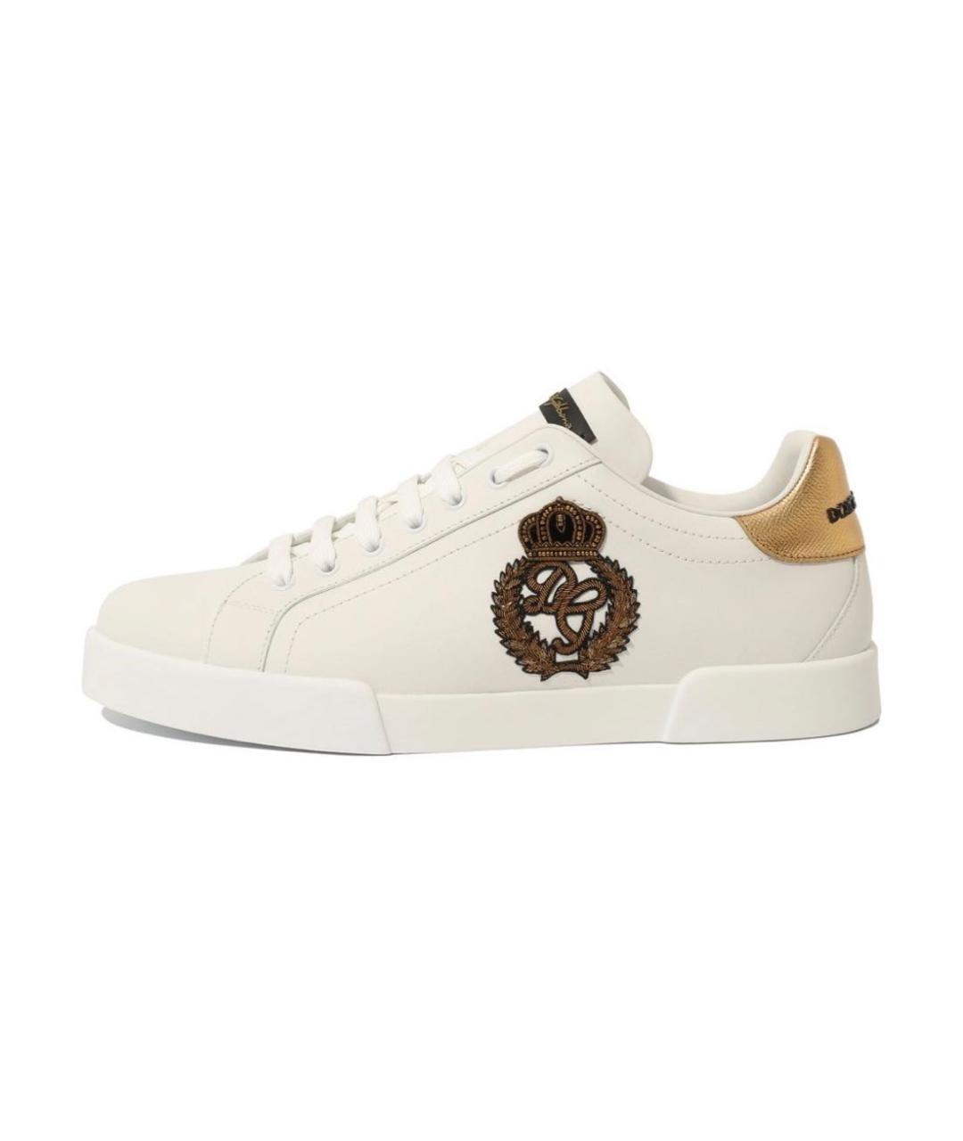 DOLCE&GABBANA Белые кожаные низкие кроссовки / кеды, фото 9