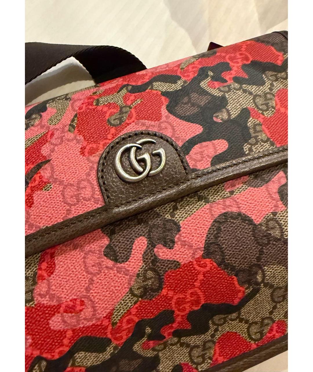 GUCCI Коричневая поясная сумка из канвы, фото 4