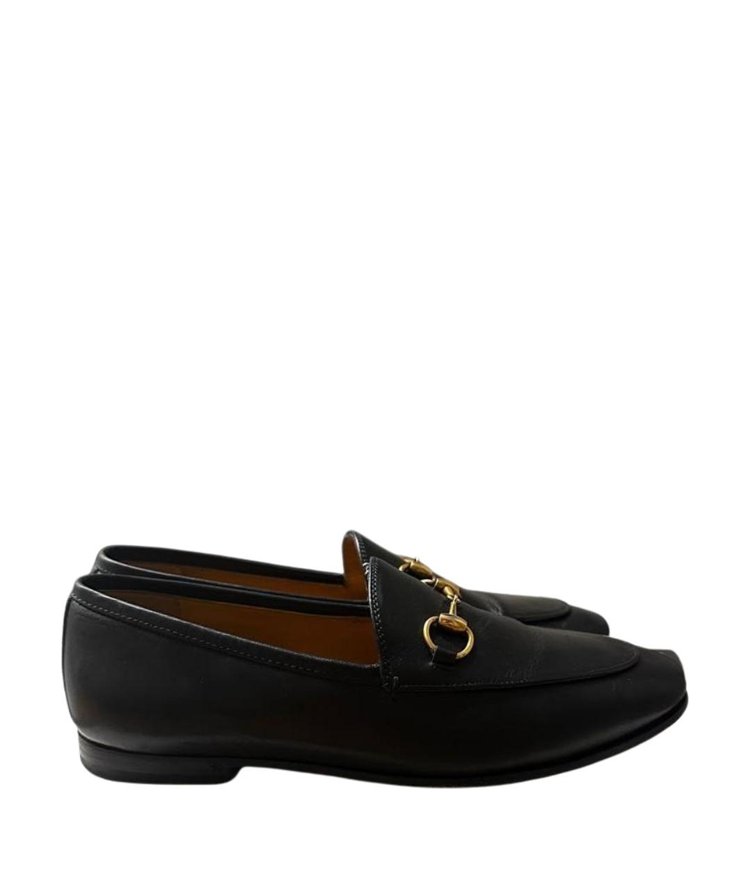 GUCCI Черные кожаные лоферы, фото 1