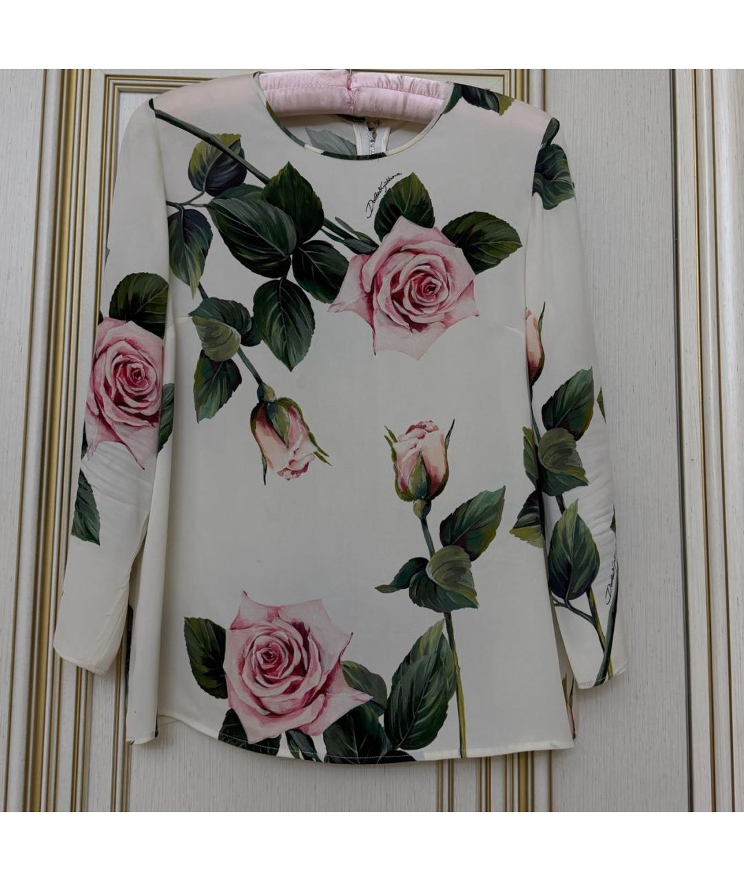 DOLCE&GABBANA Белая шелковая блузы, фото 5