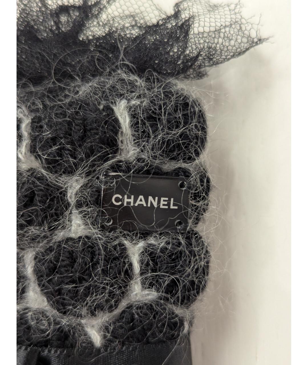 CHANEL Антрацитовые шерстяные митенки, фото 3