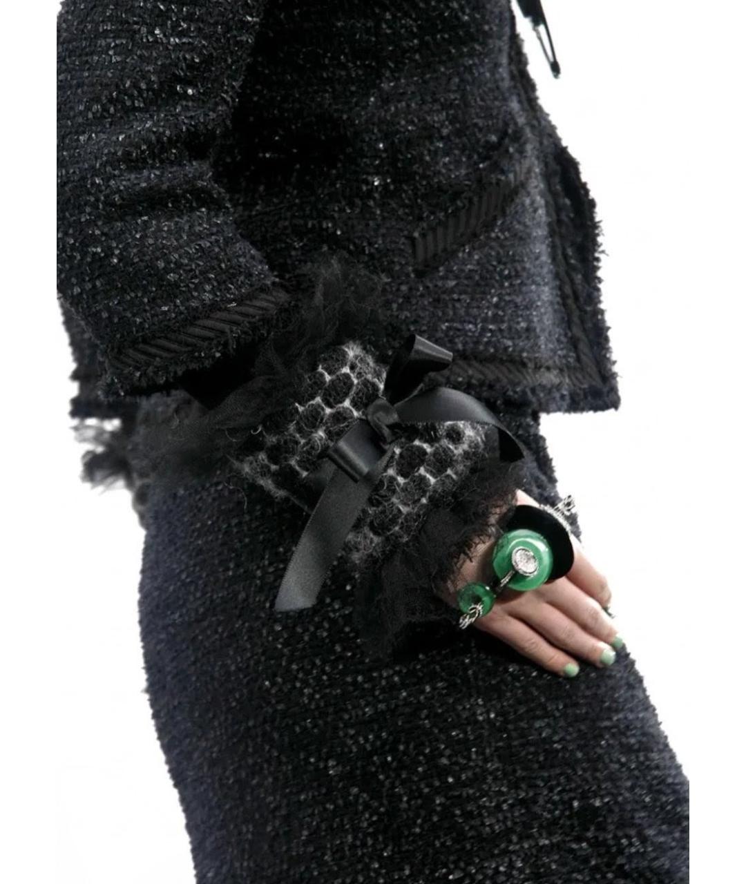 CHANEL Антрацитовые шерстяные митенки, фото 9