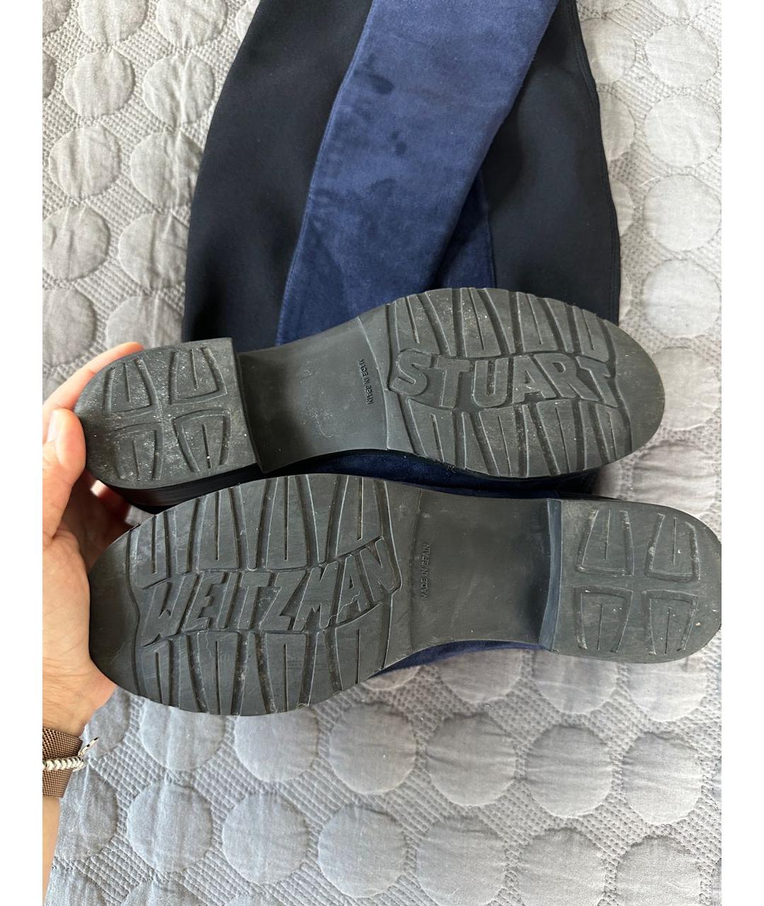 STUART WEITZMAN Темно-синие замшевые ботфорты, фото 7