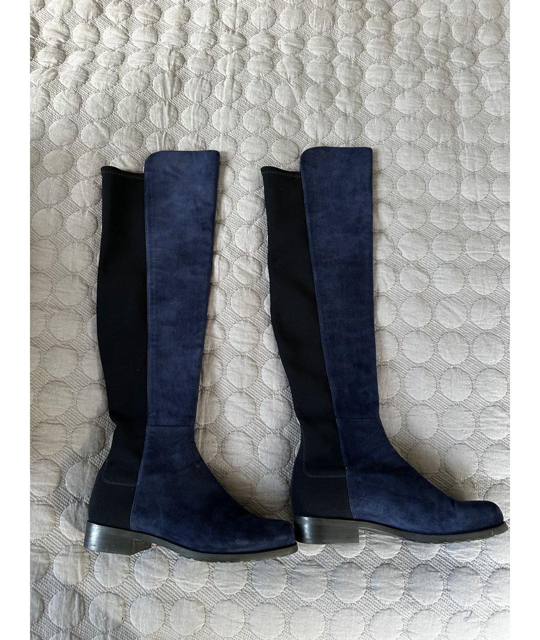 STUART WEITZMAN Темно-синие замшевые ботфорты, фото 8