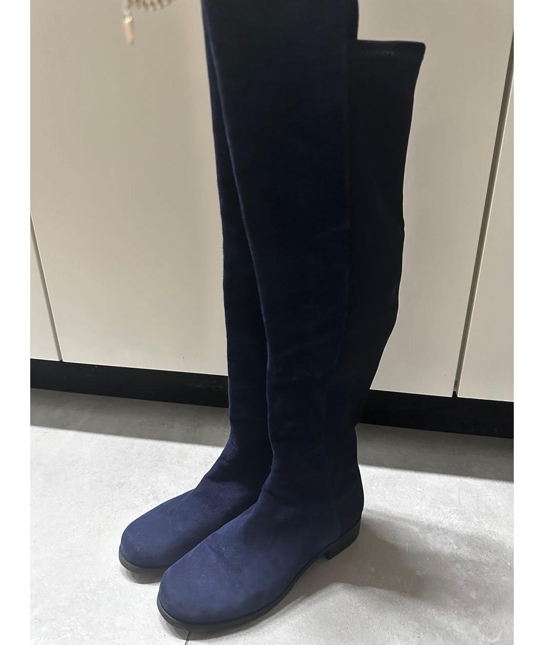 STUART WEITZMAN Темно-синие замшевые ботфорты, фото 2