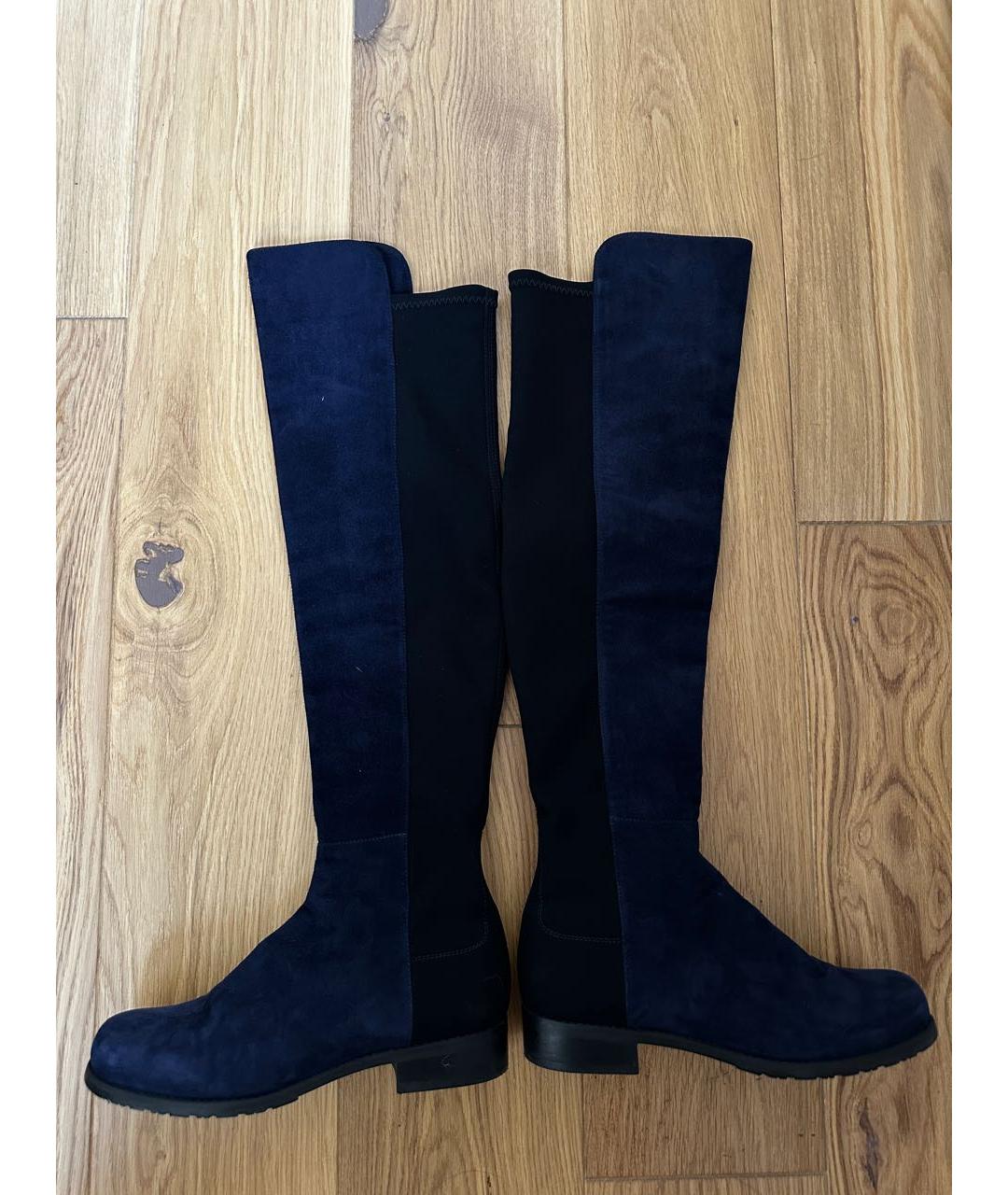 STUART WEITZMAN Темно-синие замшевые ботфорты, фото 6