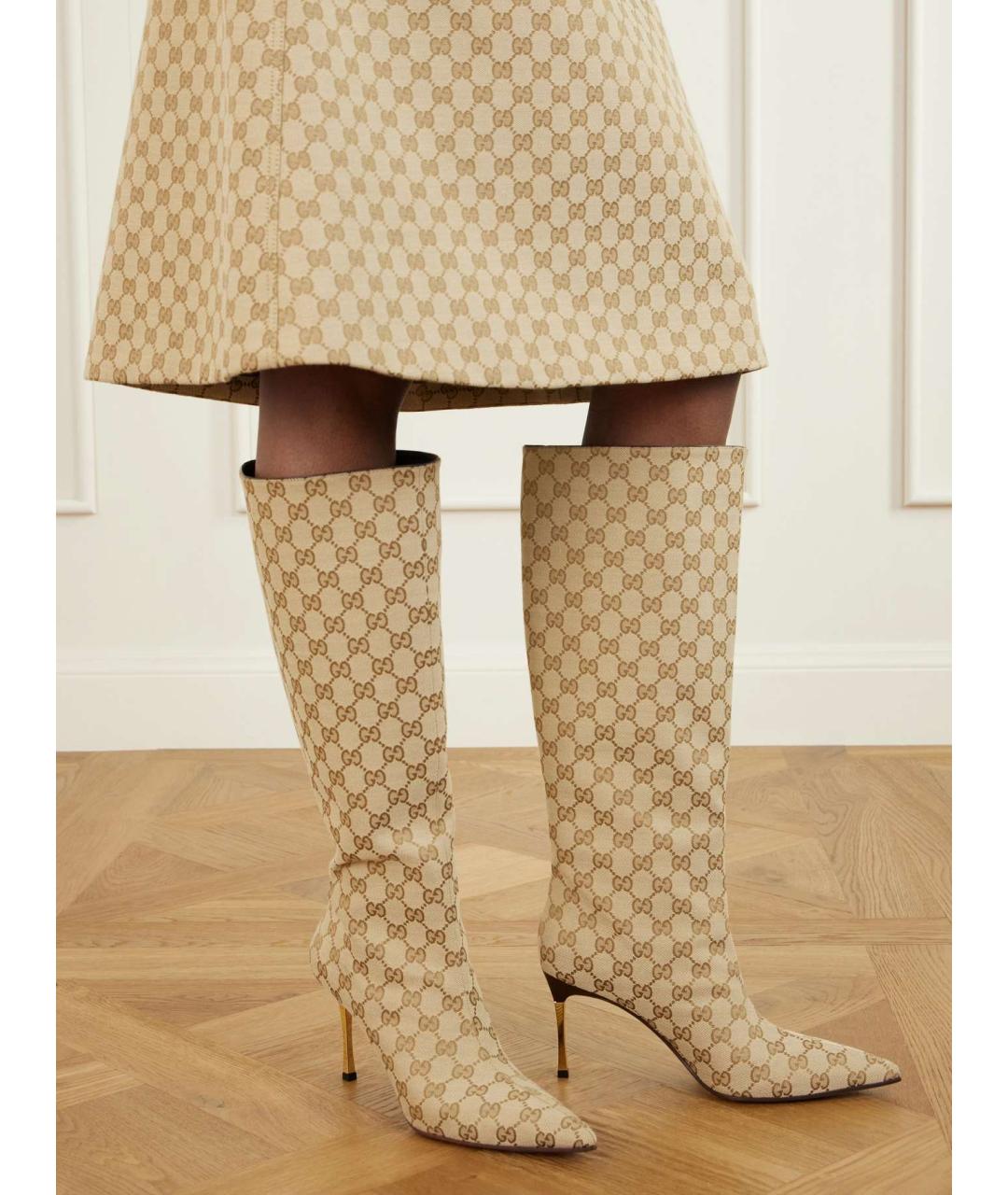 GUCCI Бежевые сапоги, фото 5