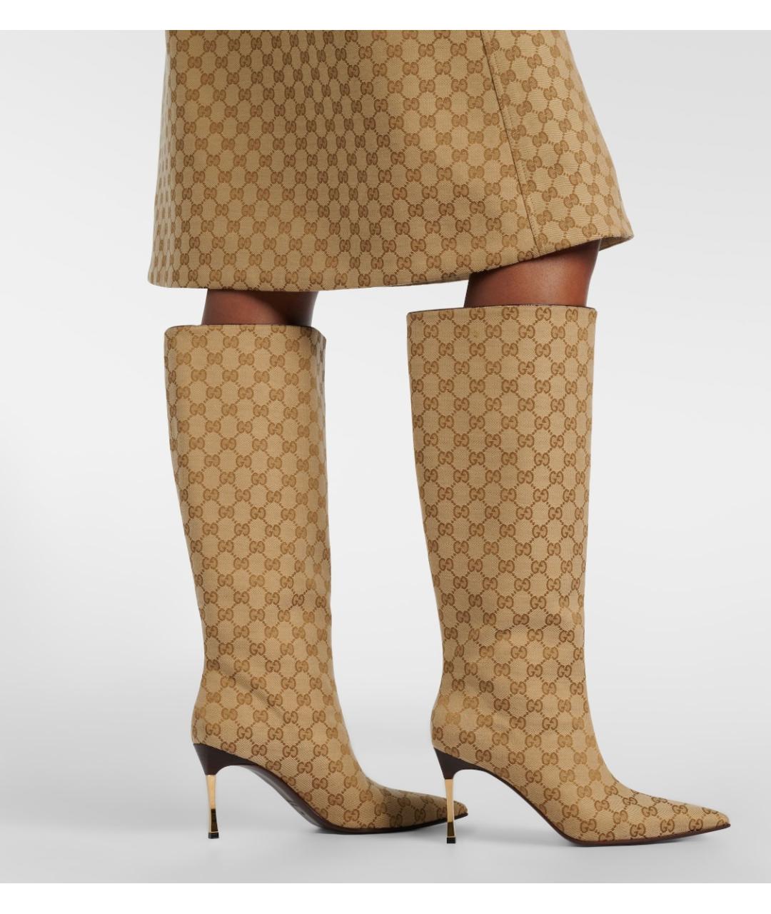 GUCCI Бежевые сапоги, фото 7