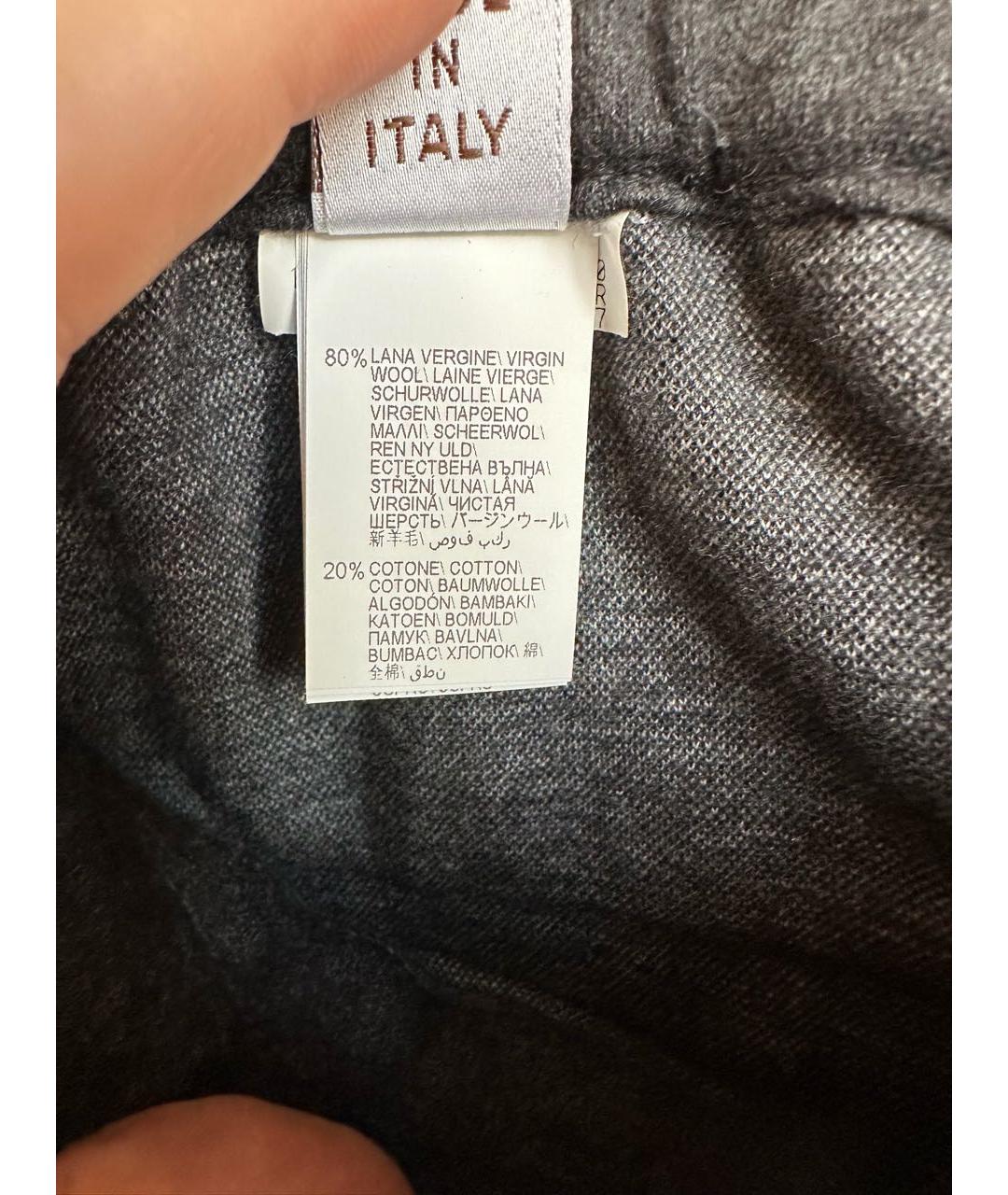 BRUNELLO CUCINELLI Антрацитовые шерстяные спортивные брюки и шорты, фото 6