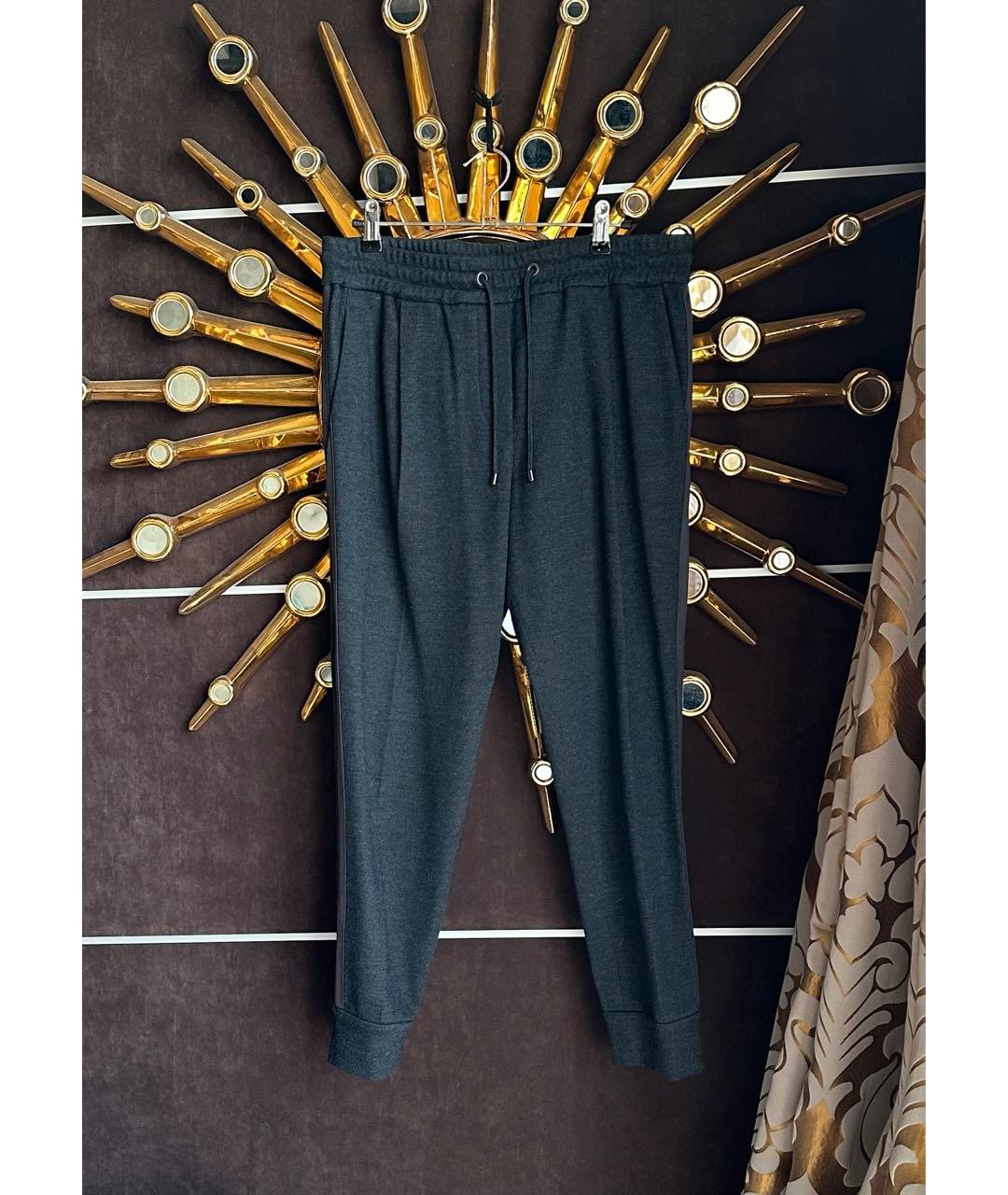 BRUNELLO CUCINELLI Антрацитовые шерстяные спортивные брюки и шорты, фото 7