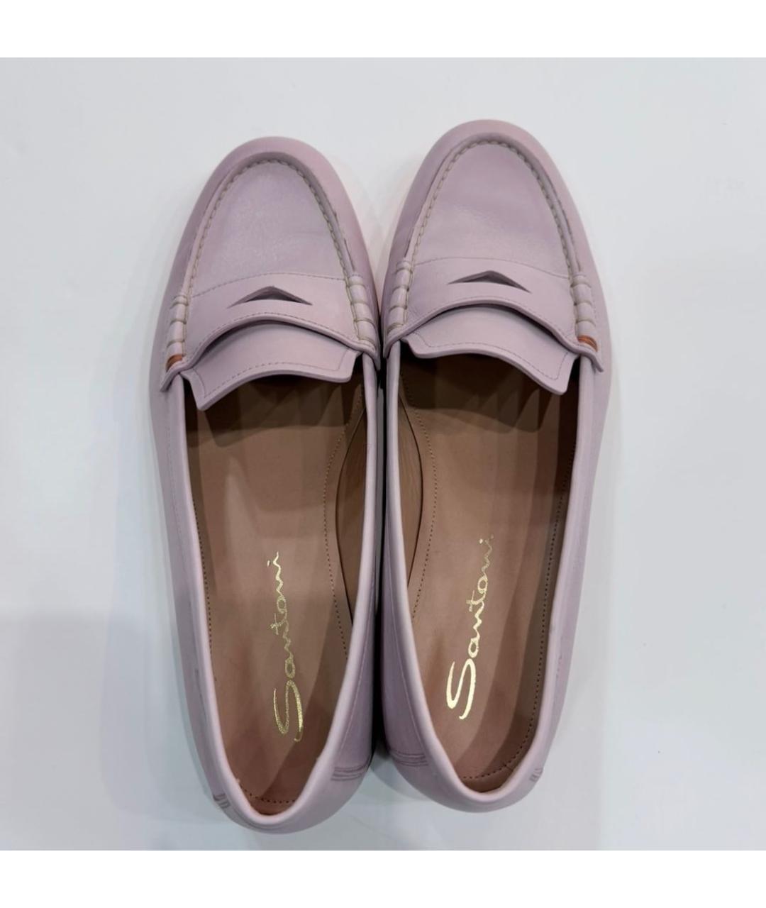 SANTONI Розовые кожаные лоферы, фото 3