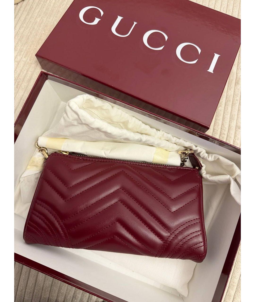 GUCCI Бордовая кожаная сумка с короткими ручками, фото 2