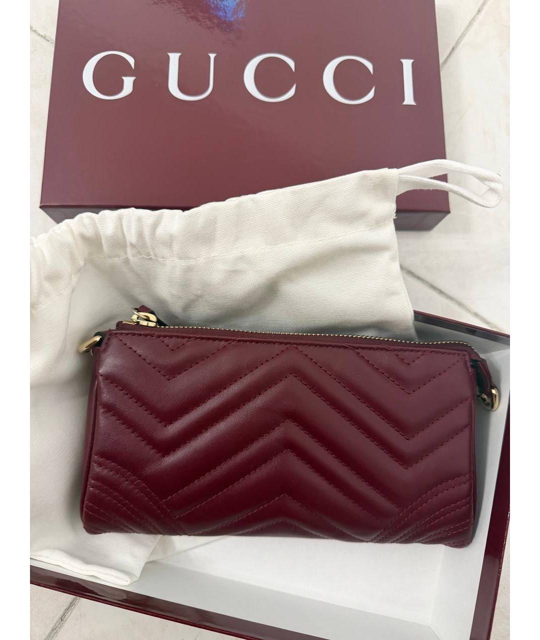 GUCCI Бордовая кожаная сумка с короткими ручками, фото 3