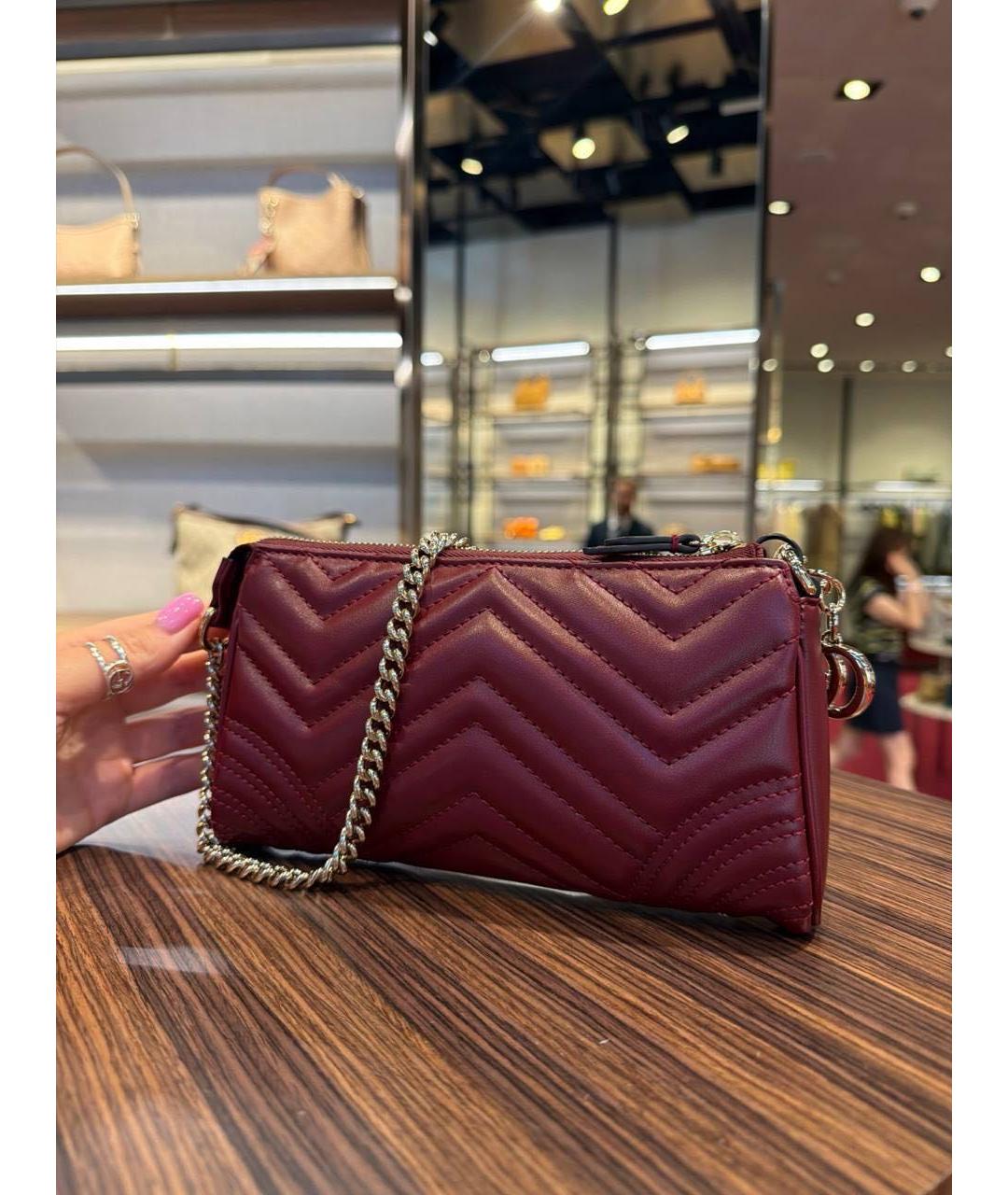 GUCCI Бордовая кожаная сумка с короткими ручками, фото 5