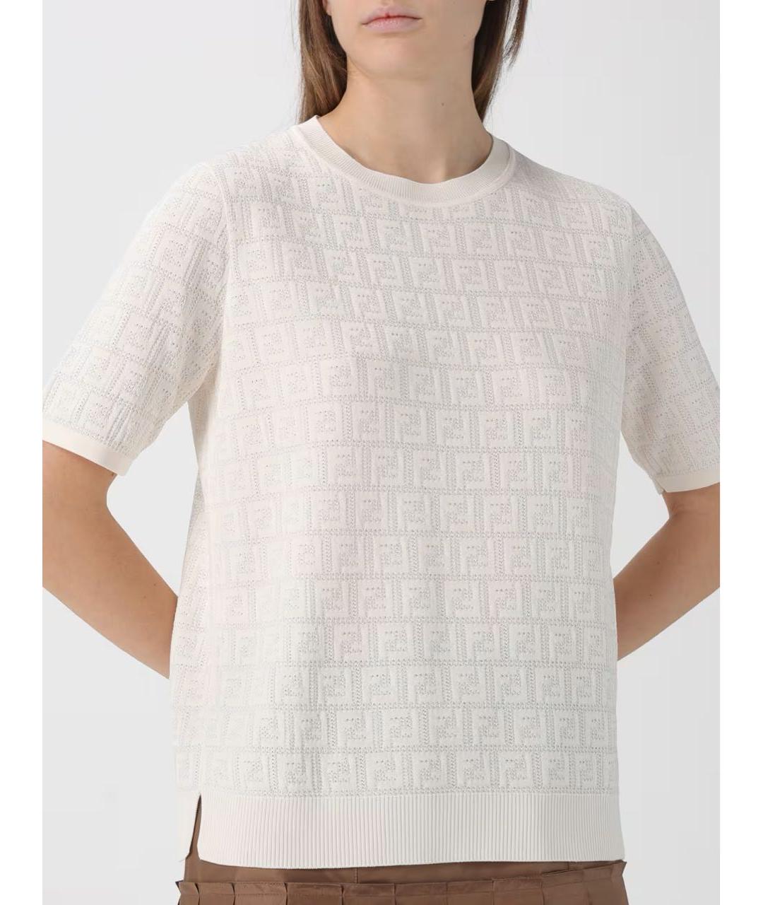 FENDI Белая хлопковая футболка, фото 5