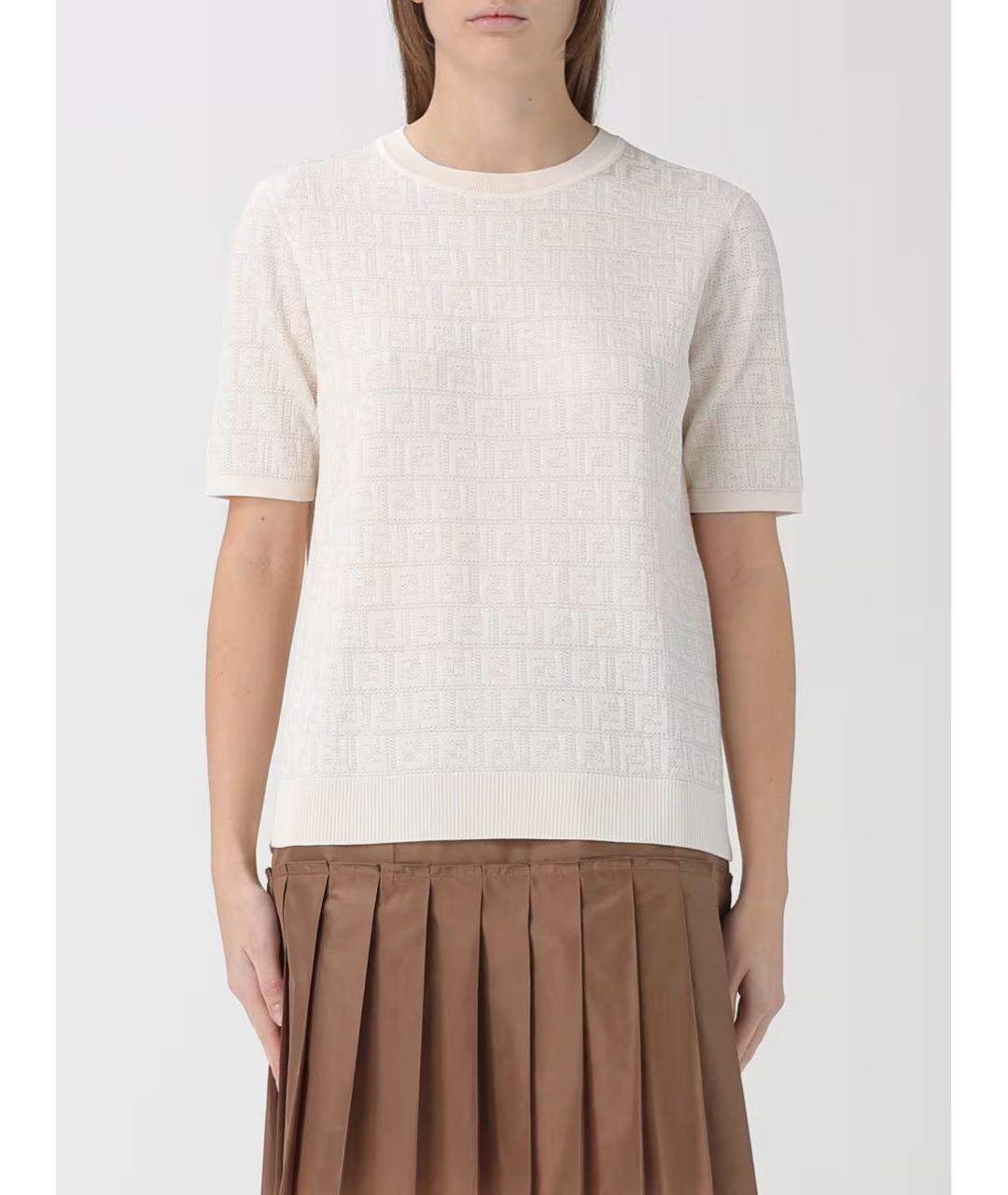 FENDI Белая хлопковая футболка, фото 3