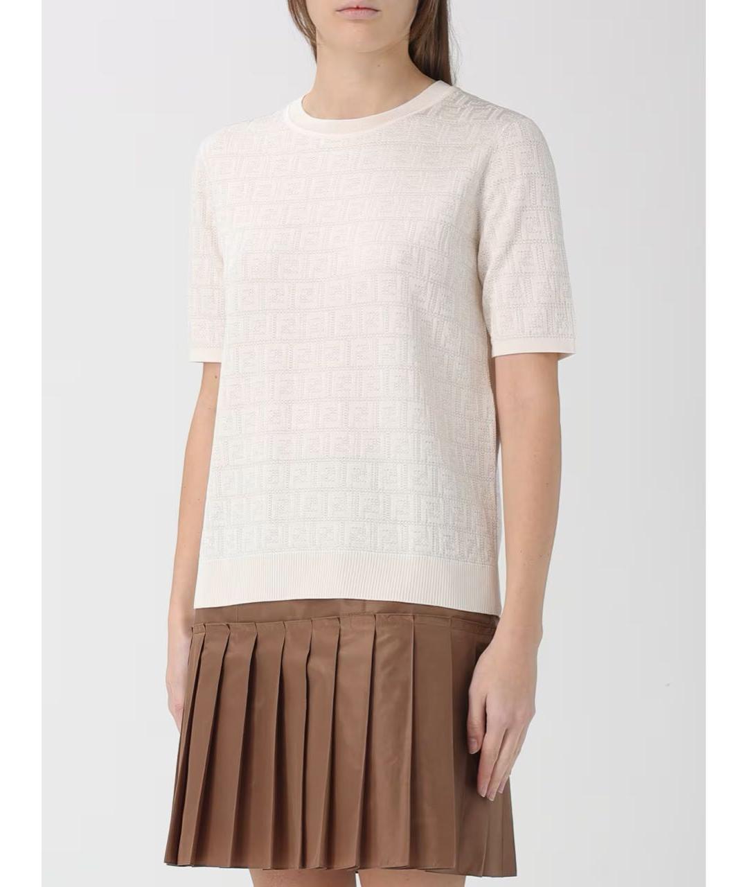 FENDI Белая хлопковая футболка, фото 2