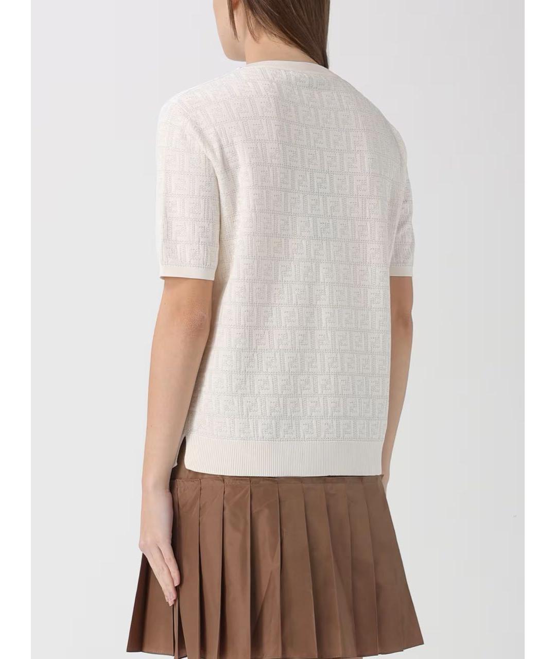 FENDI Белая хлопковая футболка, фото 4