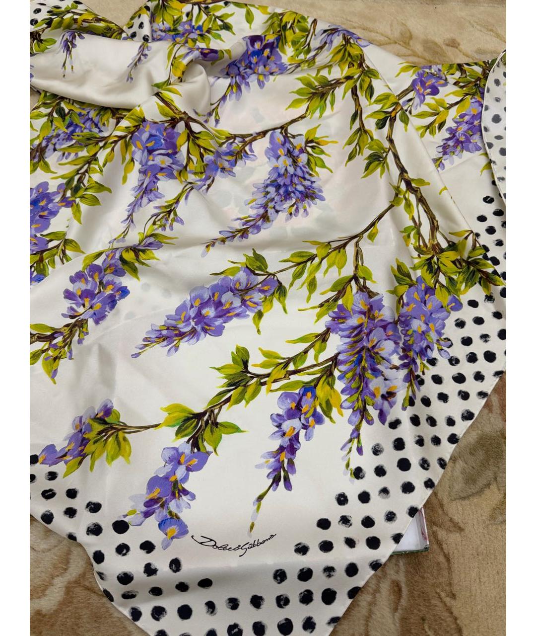 DOLCE&GABBANA Белый шелковый платок, фото 3