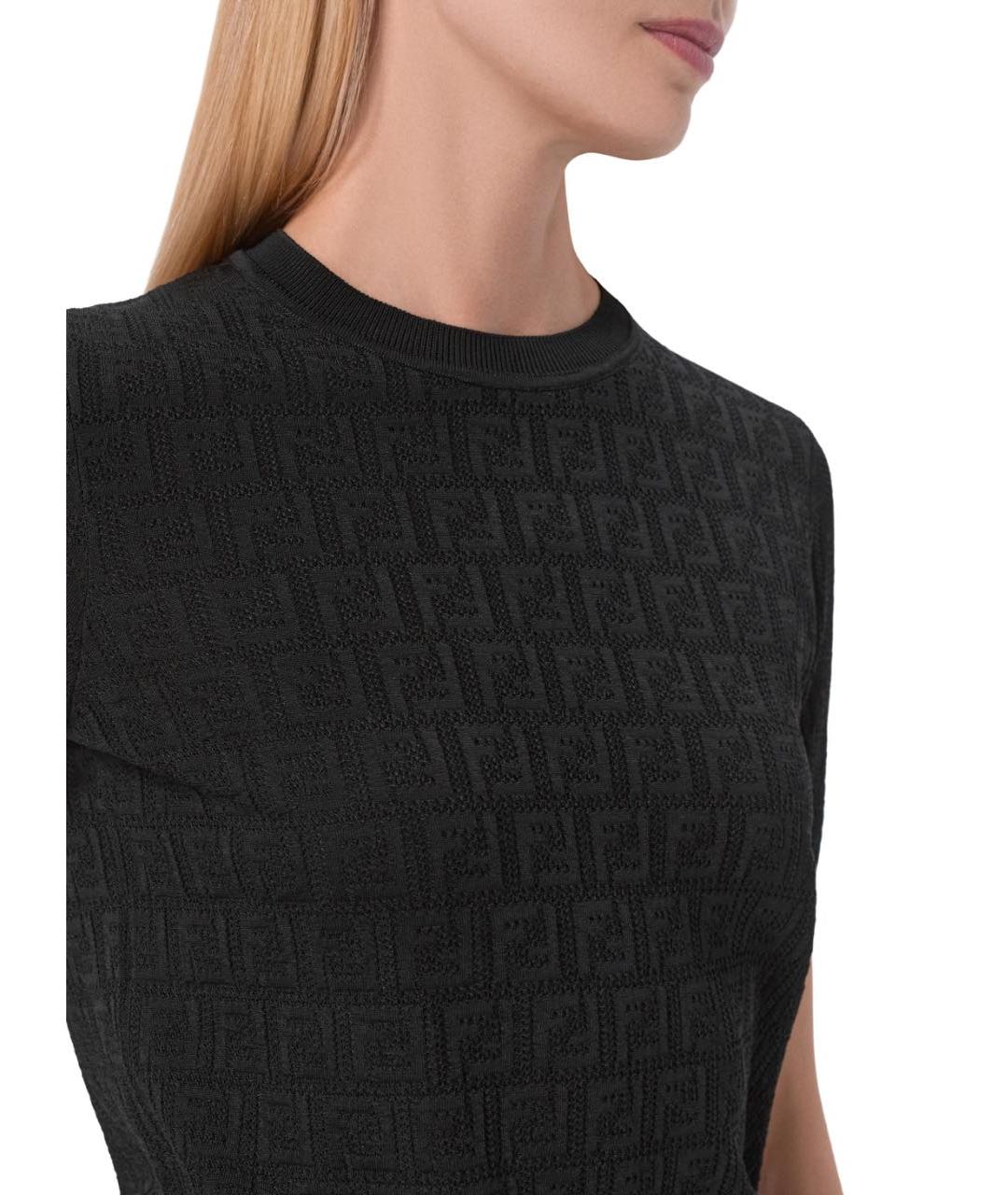 FENDI Черная хлопковая футболка, фото 5
