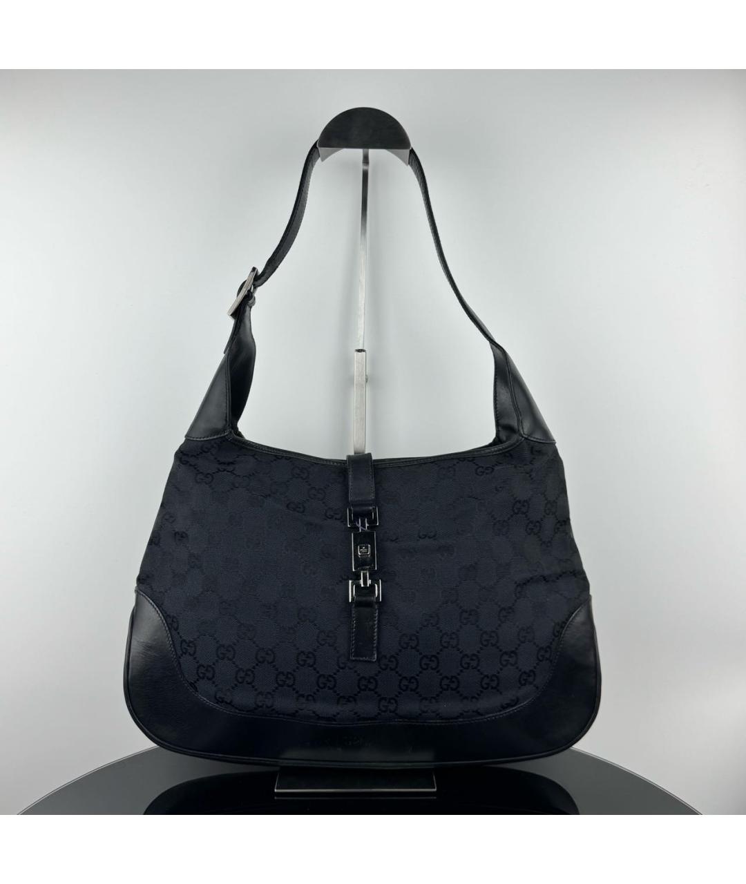 GUCCI Черная жаккардовая сумка с короткими ручками, фото 8