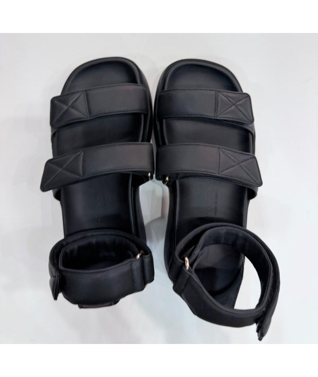 SANTONI Черные кожаные босоножки, фото 3