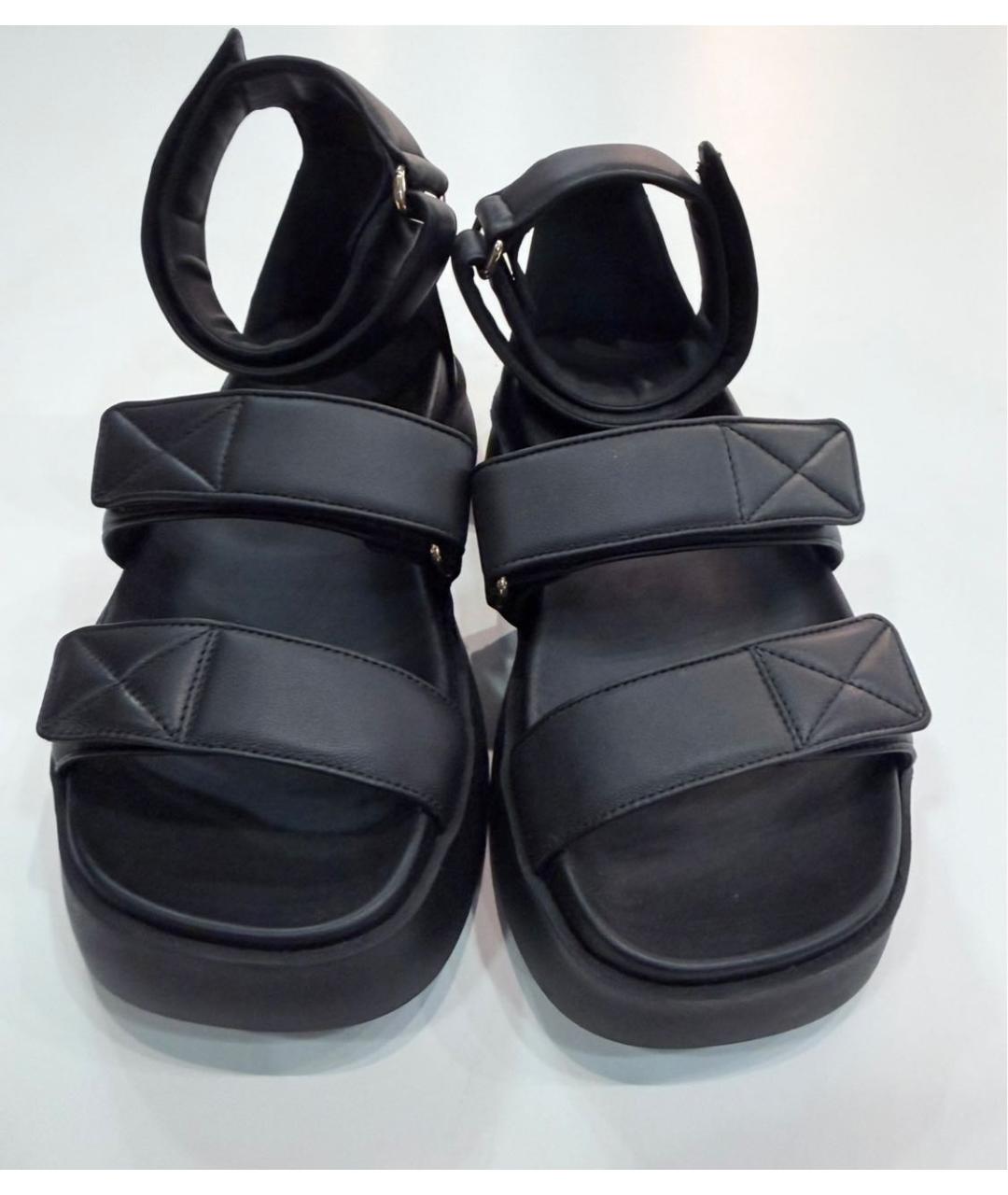 SANTONI Черные кожаные босоножки, фото 2